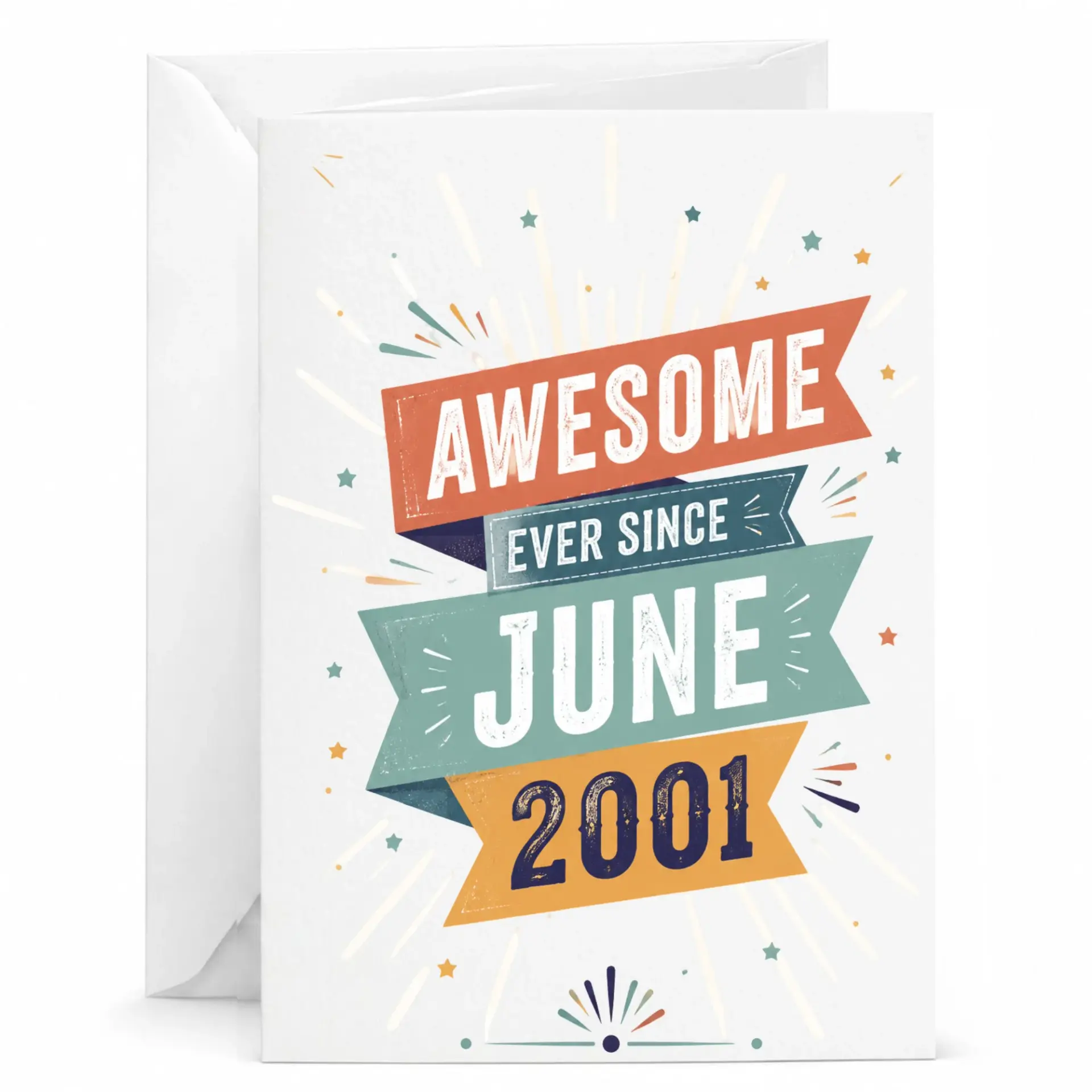 Birthday Card Awesome Ever Since June 2001 Vintage Ribbon Greeting Card for Milestone Celebration