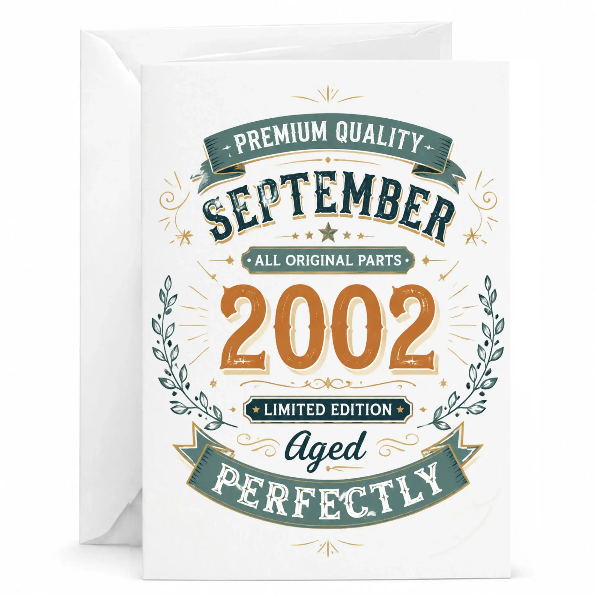 Birthday Card for September 2002 Born Vintage Style Greeting Card Aged Perfectly Limited Edition Design 5x7 Inches