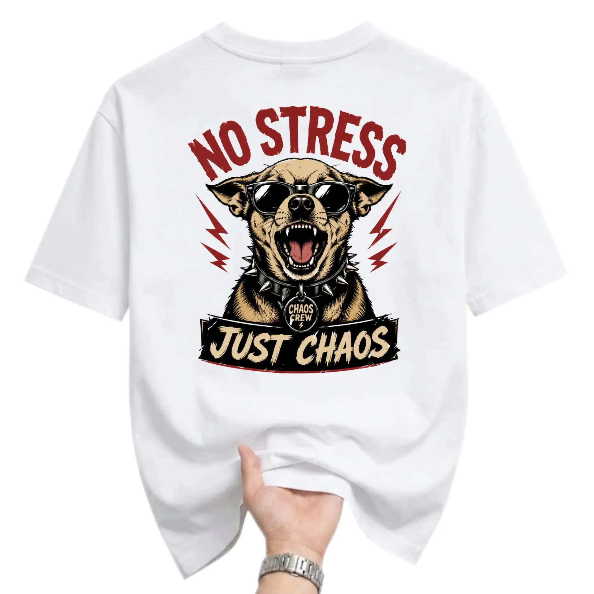 Funny Shirt Zero Chill All Chaos Graphic Tee for Dog Lovers Enthusiastic Humorous Unisex Cotton Casual Crew Neck Top - Girl Dad - White