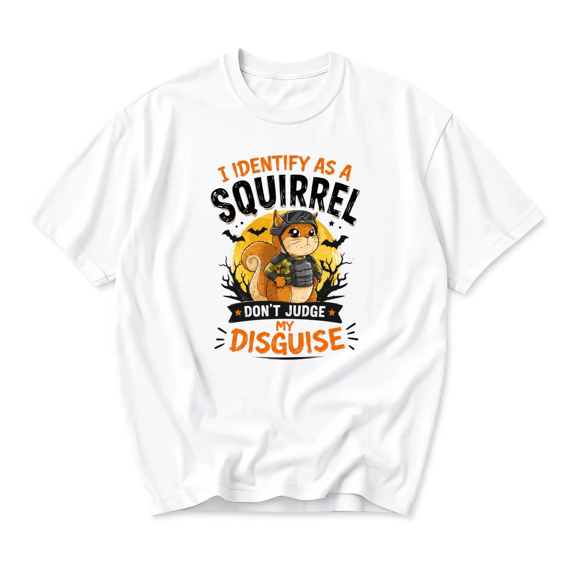 Funny Shirt I Identify as a Squirrel Don't Judge My Disguise Graphic Tee Unisex Casual Crew Neck Graphic Printed Top