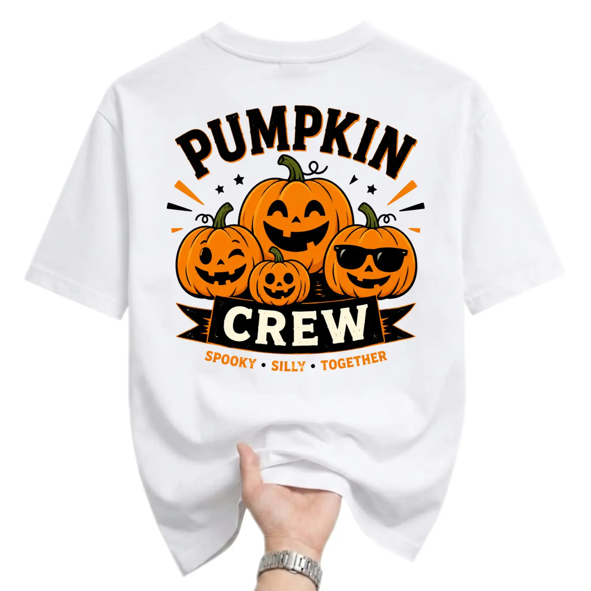 Funny Shirt Pumpkin Crew Graphic Tee Unisex Fall Season Holiday Casual Wear Autumn Soft Cotton Blend Crew Neck Apparel