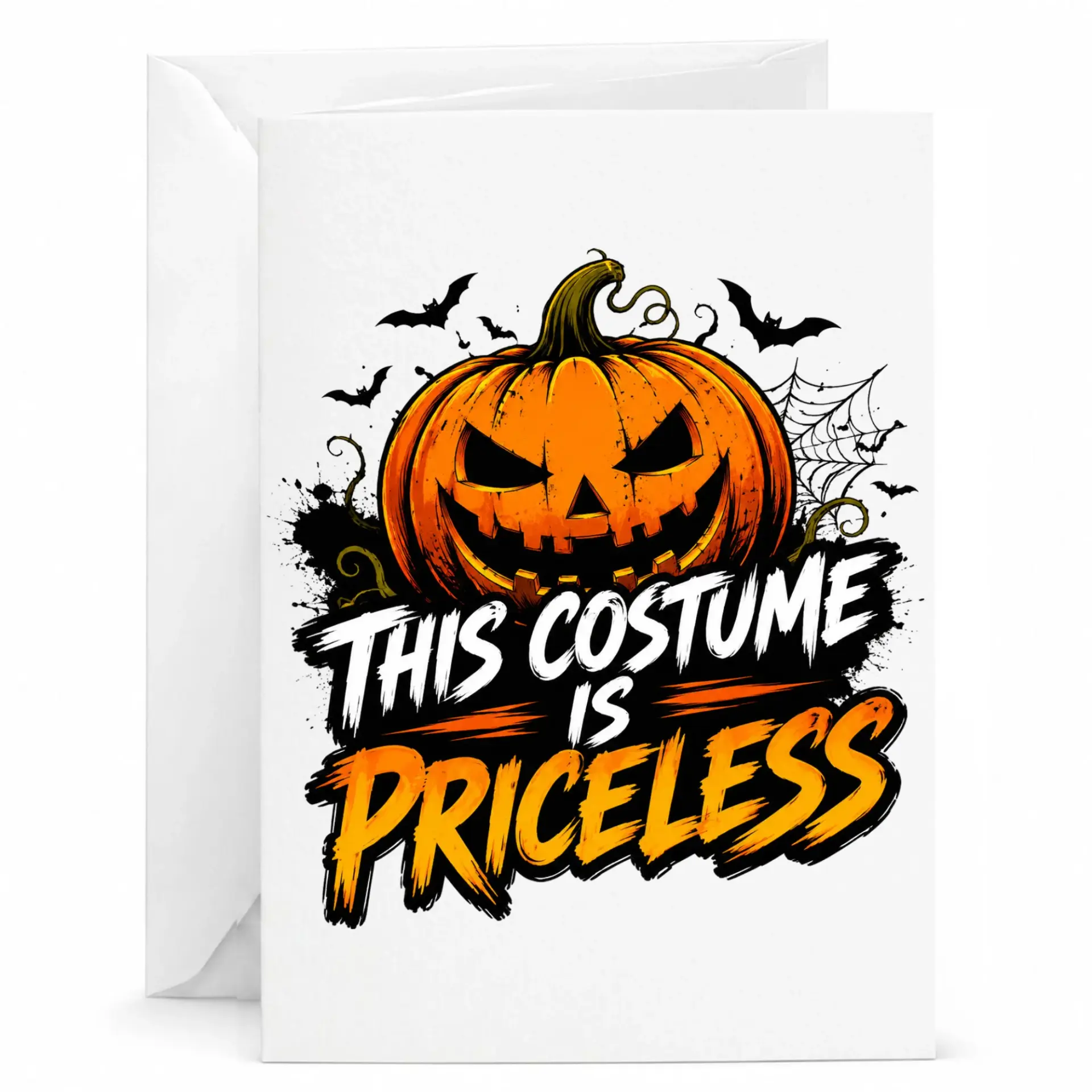 Funny Halloween Greeting Card This Costume Is Priceless Jack O Lantern Pumpkin Spooky Holiday Seasonal Stationery