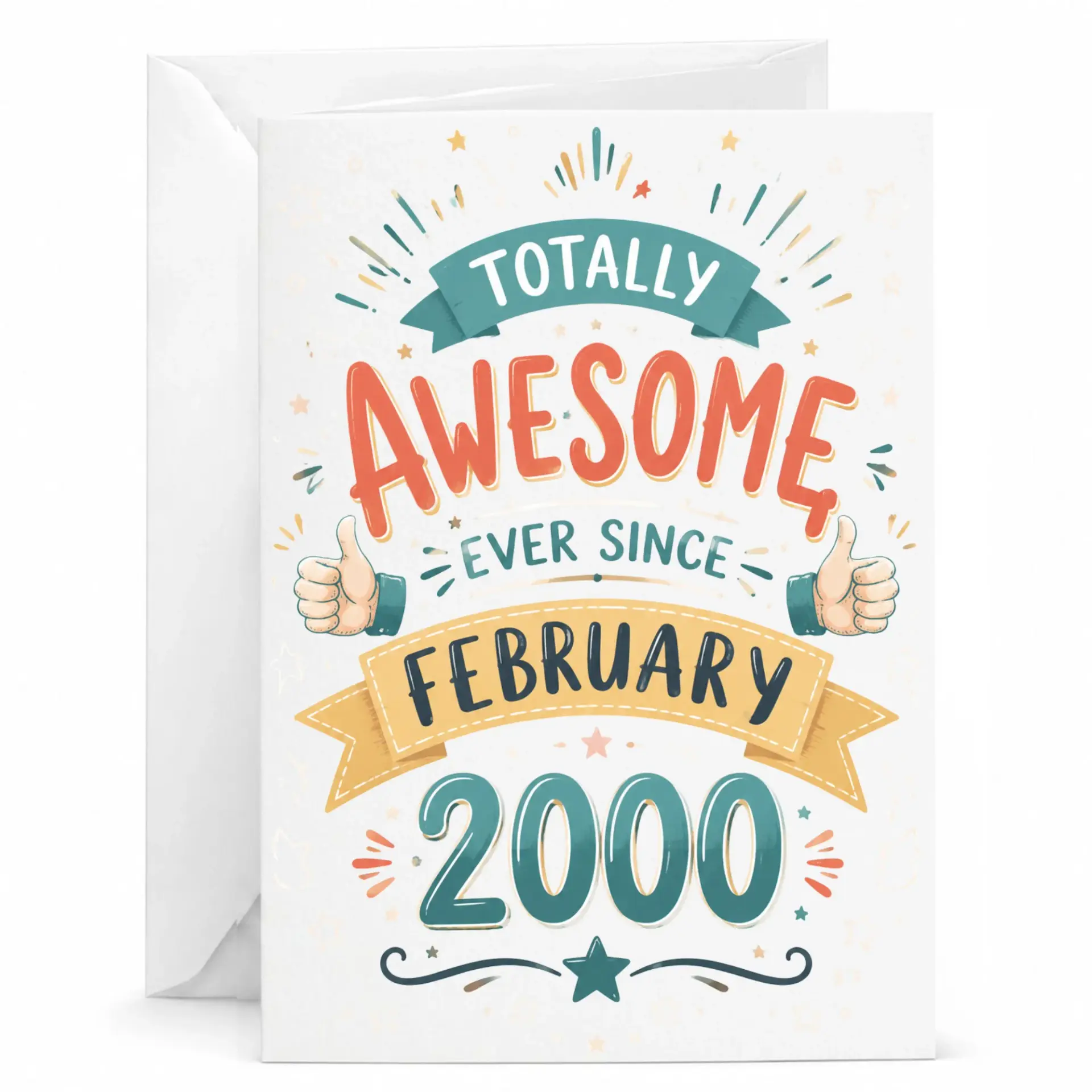 Birthday Card Totally Awesome Ever Since February 2000 Vintage Retro Style Greeting Card for Milestone Celebrations