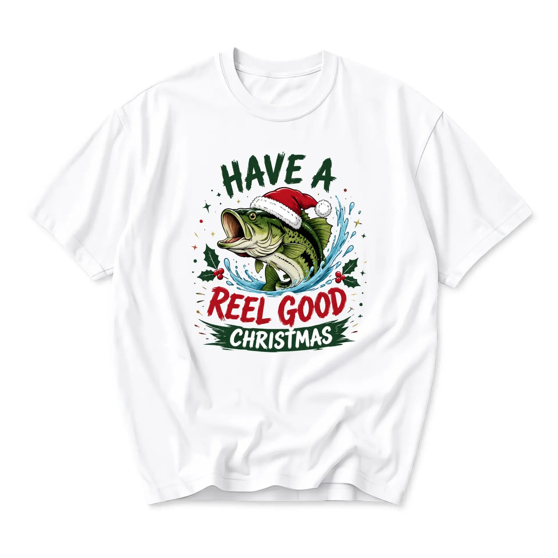 Funny Shirt Have a Reel Good Christmas Fish Graphic Tee Holiday Unisex Crew