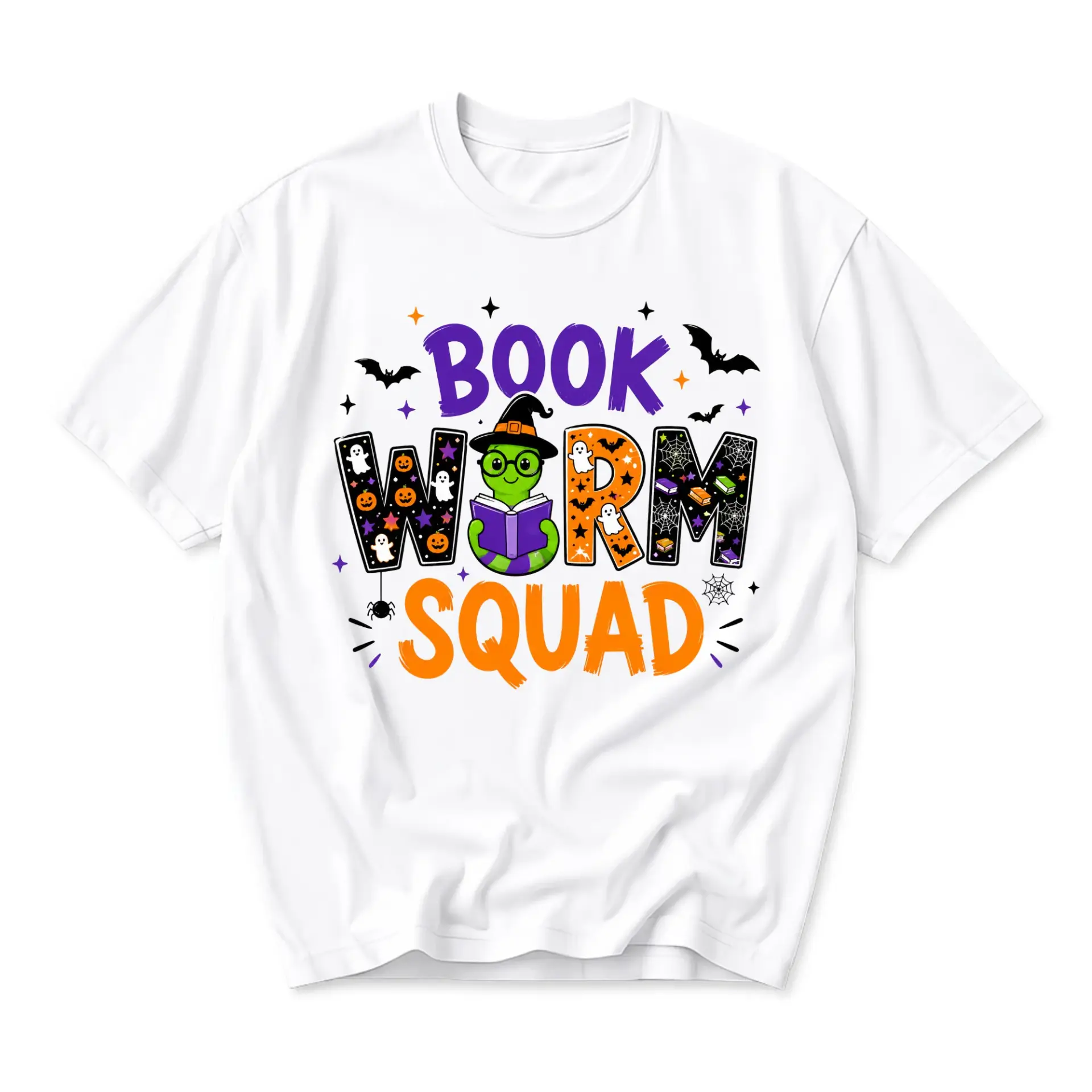 Graphic Tee Book Worm Squad Halloween Spooky Reader Unisex T-Shirt Seasonal Autumn Reading Enthusiast Apparel Gift