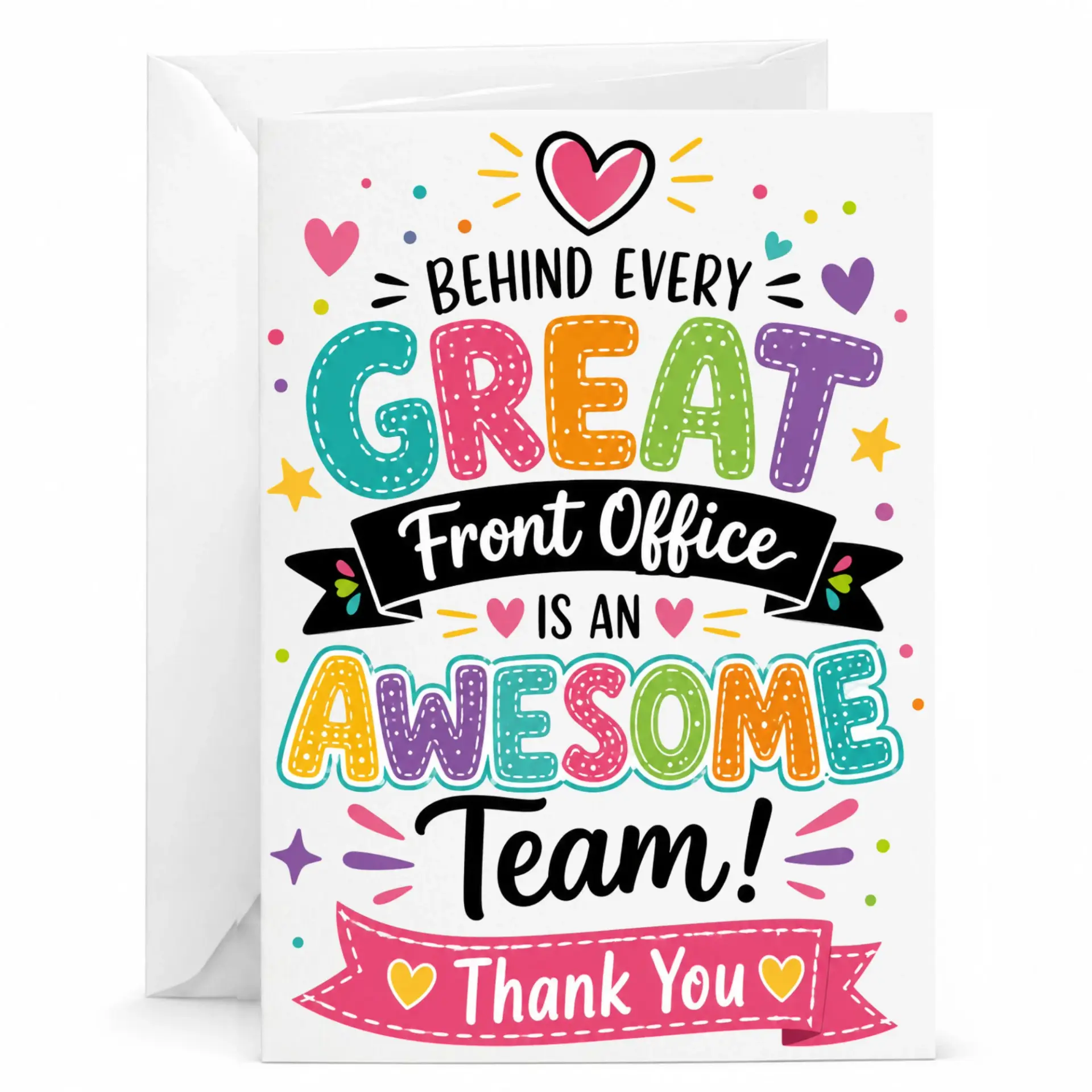 Card for Front Office Team Funny Appreciation Greeting with Envelope Professional Workplace