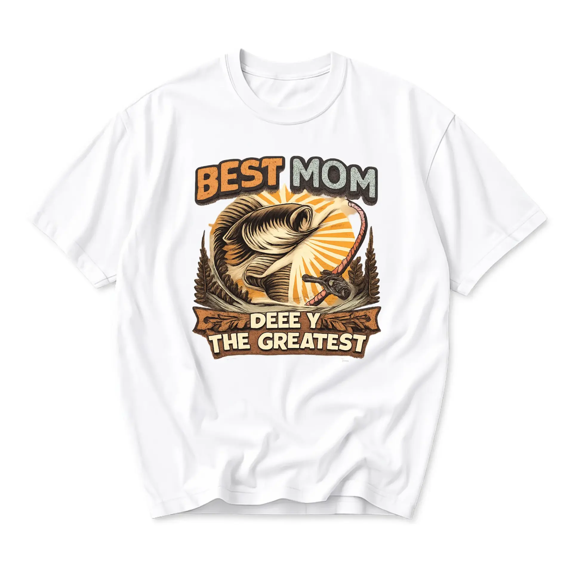 Graphic Tee Best Mom Fishing Design Unisex Casual Crew Neck T-Shirt for