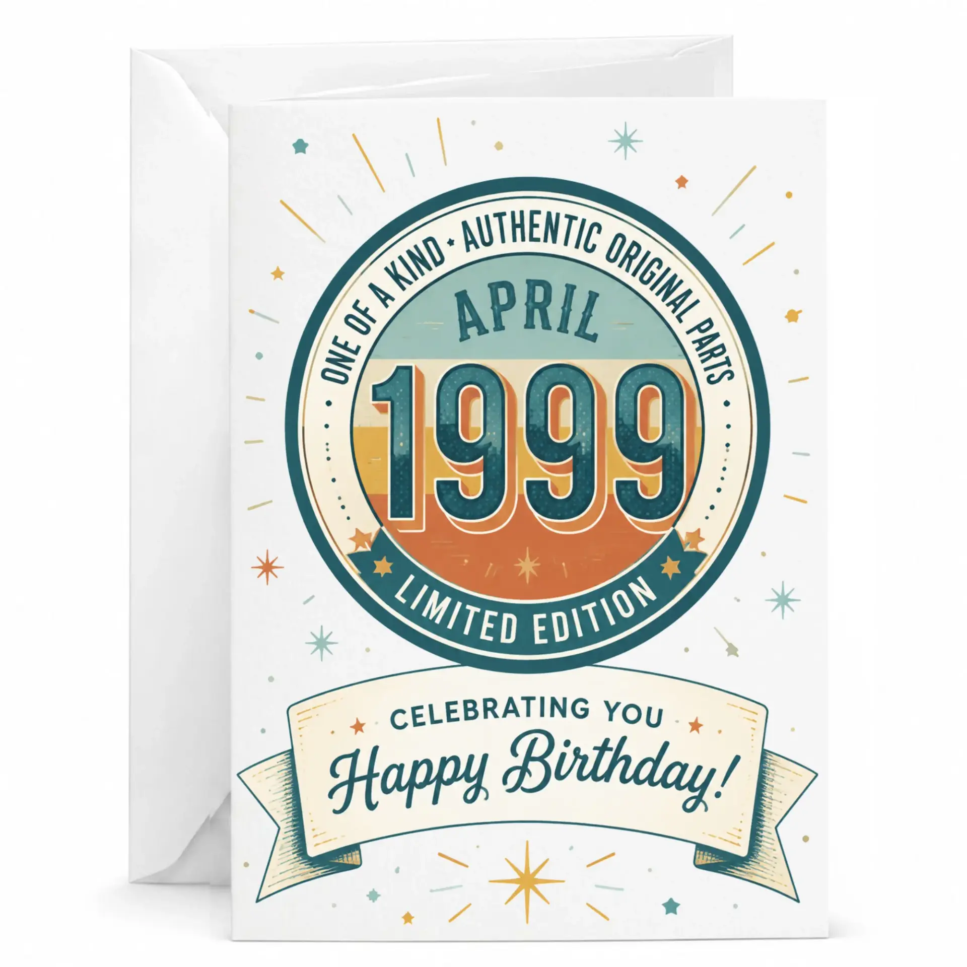 Birthday Card for April 1999 Vintage Limited Edition Milestone Celebration Greeting Card with Matching Envelope