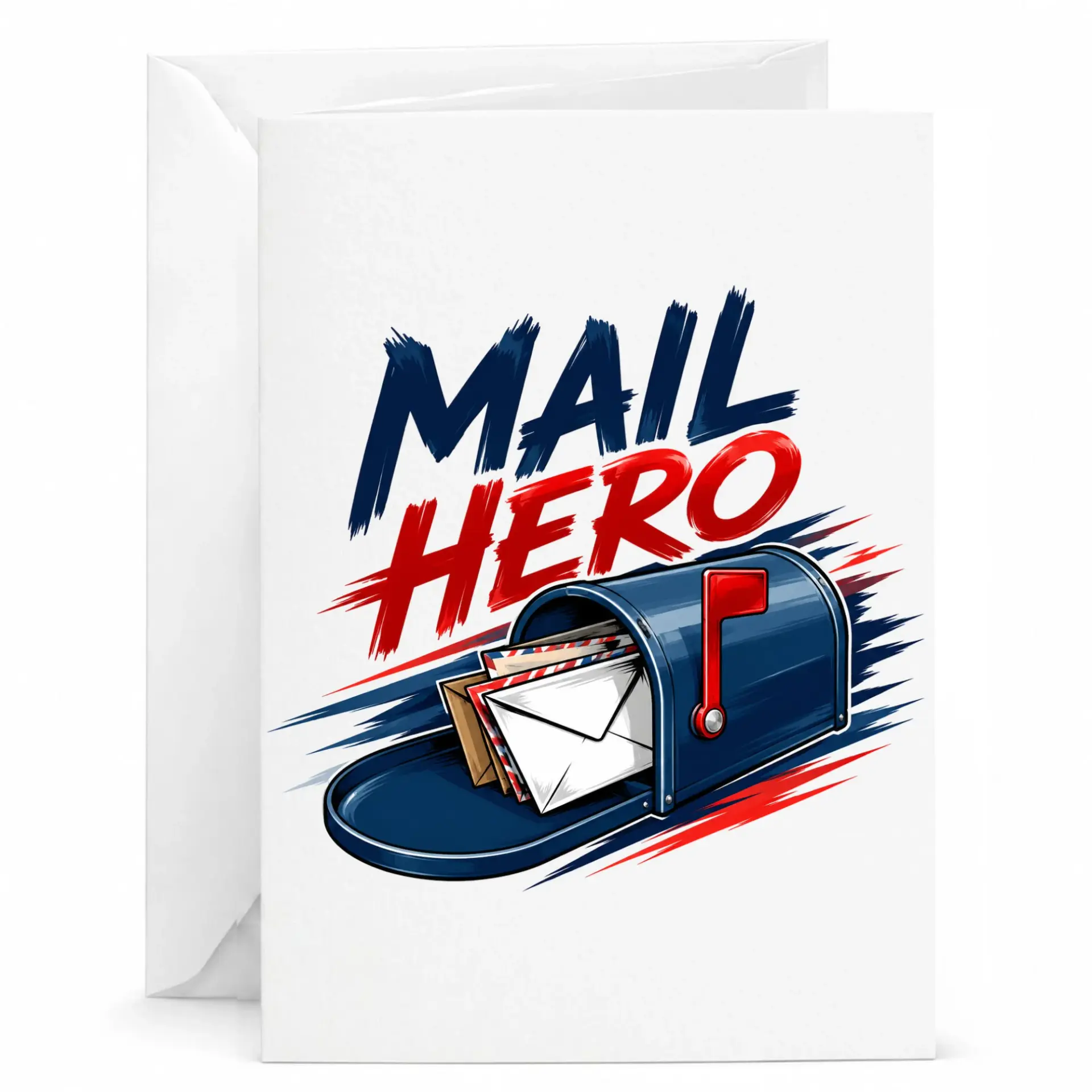 Mail Hero Greeting Card with Envelope, Postal Service Appreciation Stationery for Mail Carrier and Courier Delivery Workers
