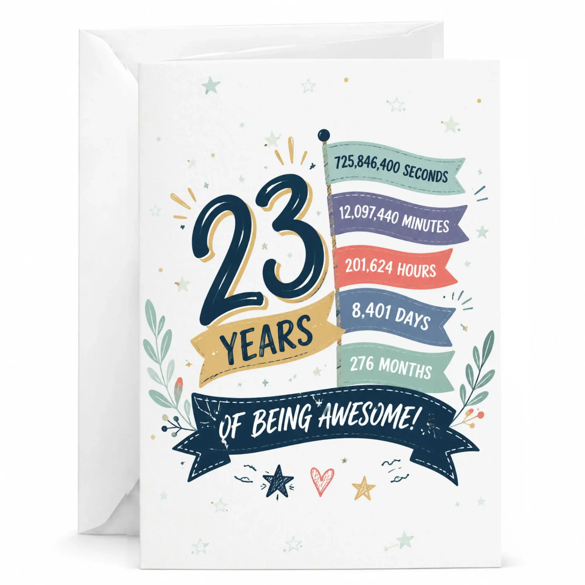 Funny Birthday Card 23 Years of Being Awesome Anniversary Celebration Greeting Card with Envelope 5x7 Inches