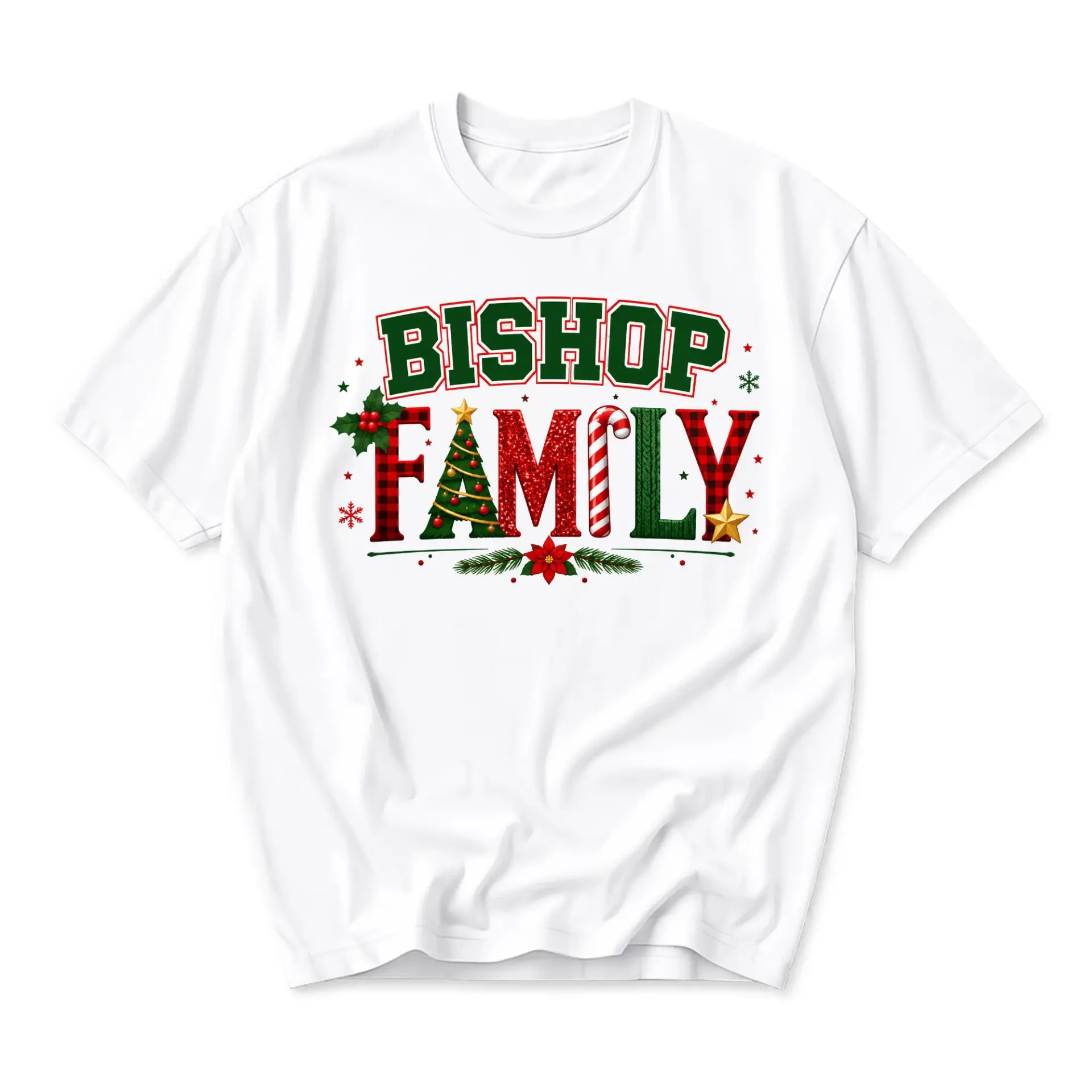T-shirt Bishop Family Holiday Theme Graphic Tee Unisex Casual Crew Neck Short Sleeve Soft Cotton Top for Winter