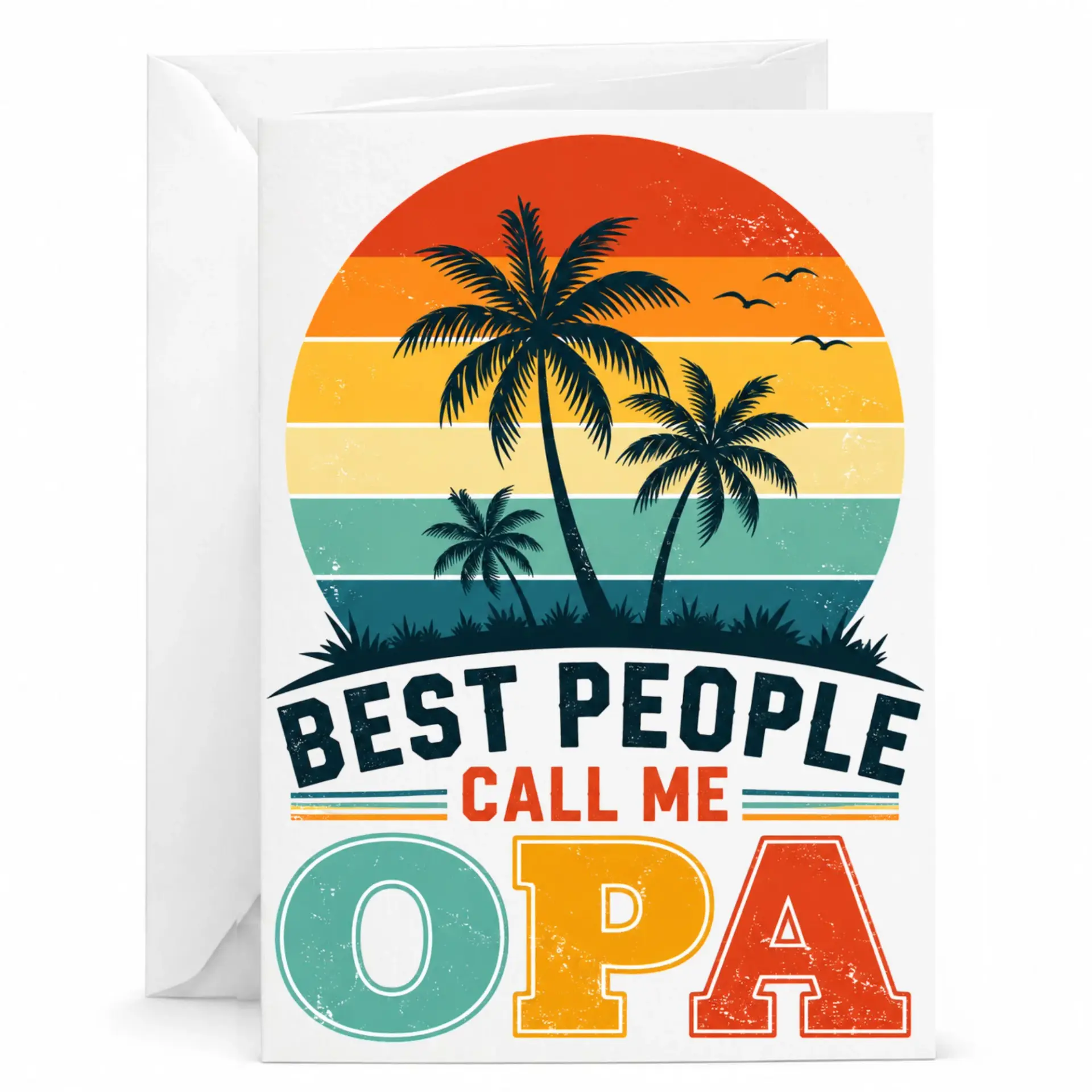 Personalized Greeting Card Best People Call Me Opa Tropical Sunset Design