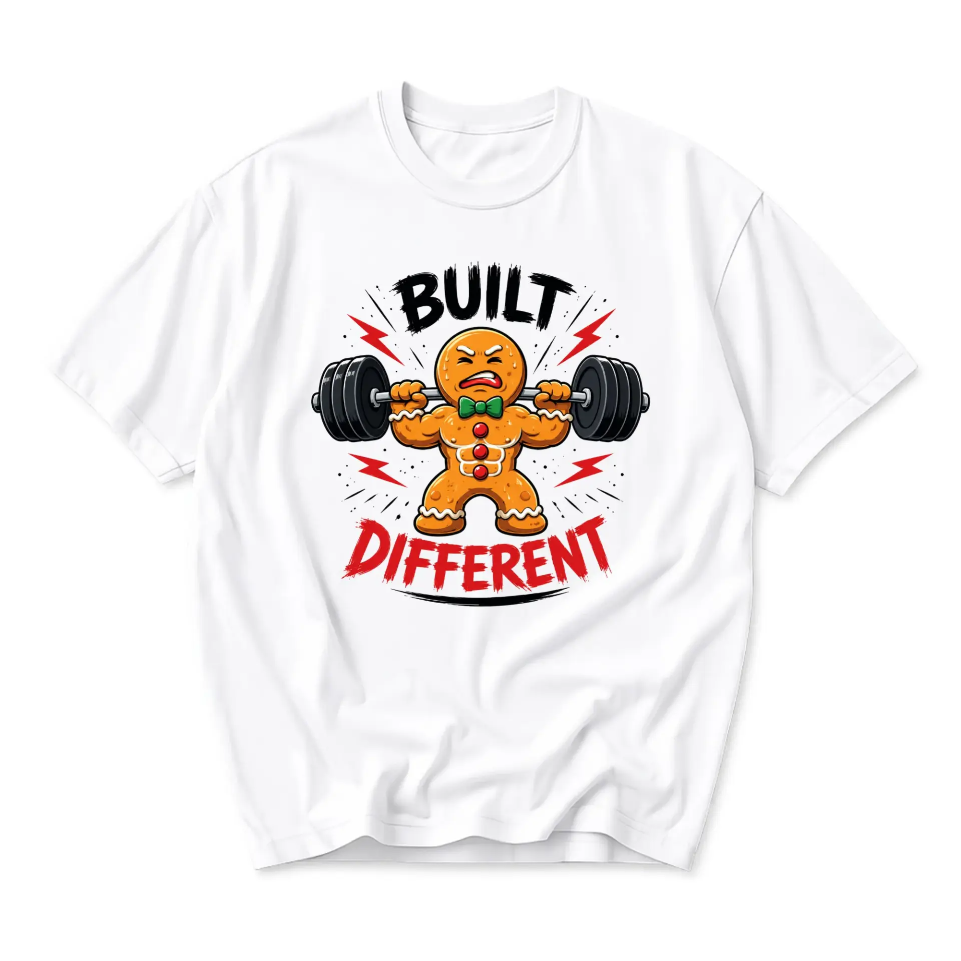 Funny Shirt Gingerbread Man Weightlifting Graphic Tee Unisex Fitness