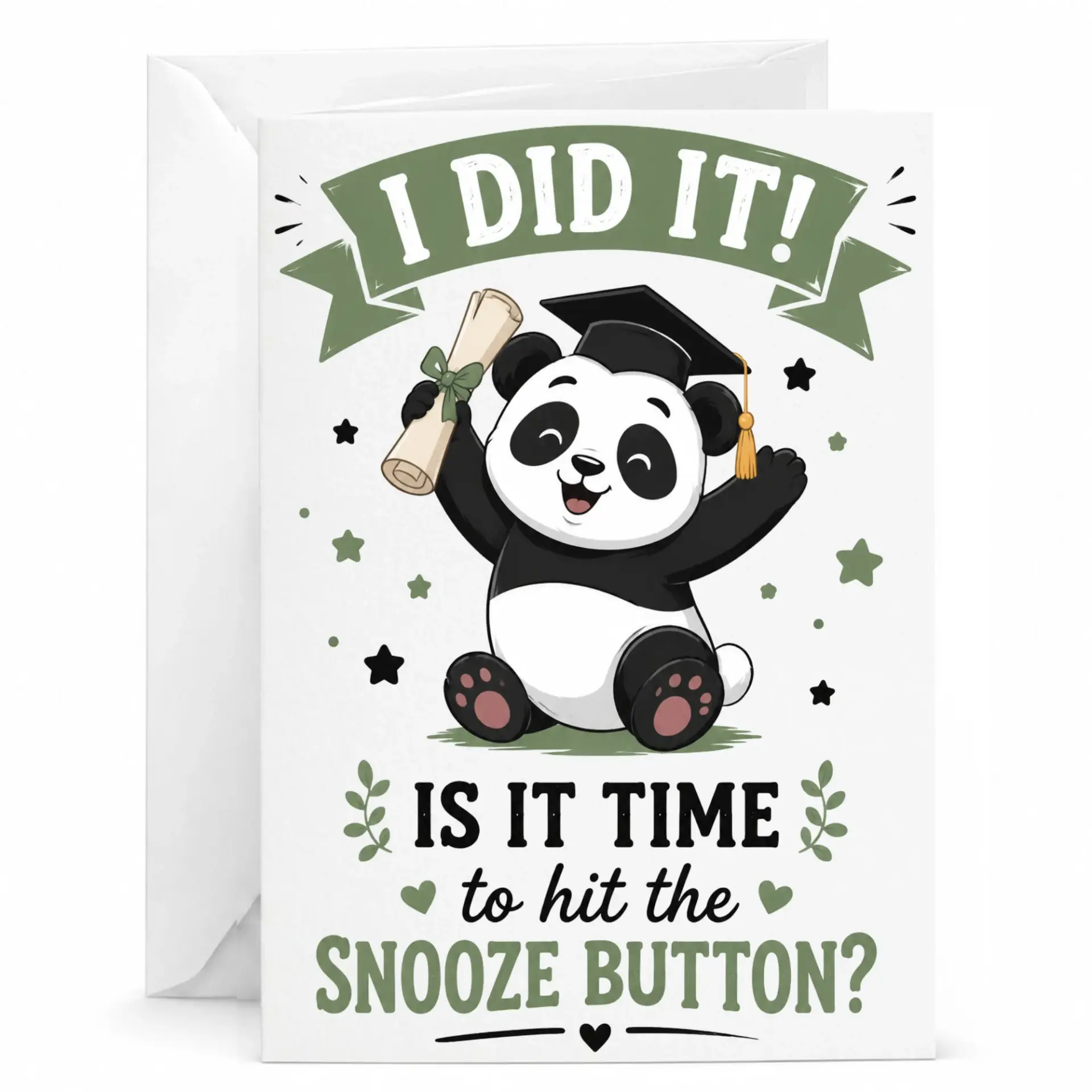 Funny Graduation Card with Cute Panda Design Achievement Greeting for Recent Congratulations