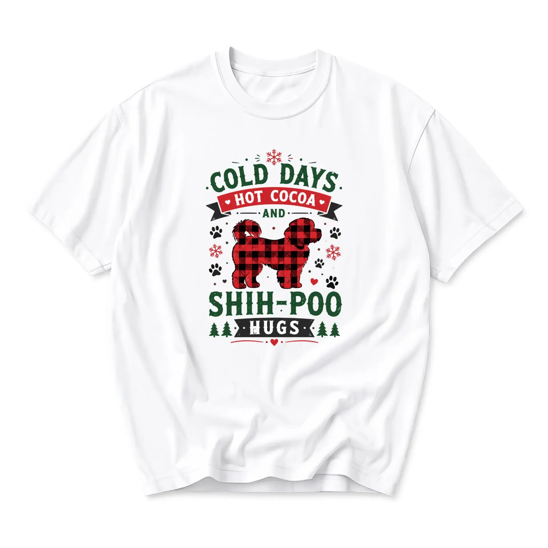 Graphic Tee Cold Days Hot Cocoa and Shih-Poo Hugs Holiday Unisex T-Shirt