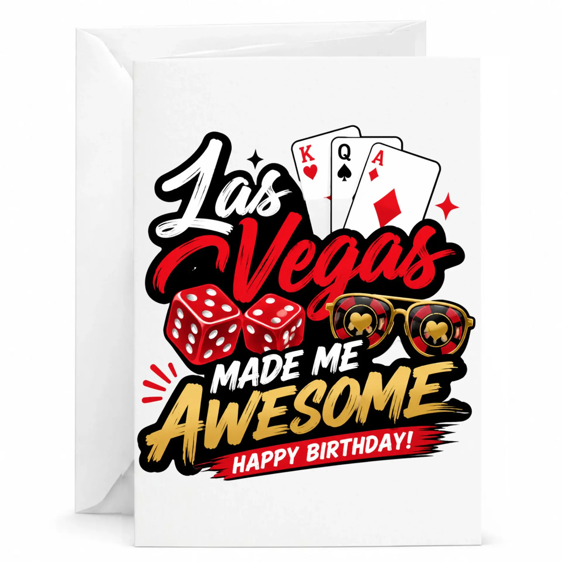 Birthday Card Las Vegas Casino Themed Playing Cards and Dice Design for Enthusiasts and High Rollers Celebration