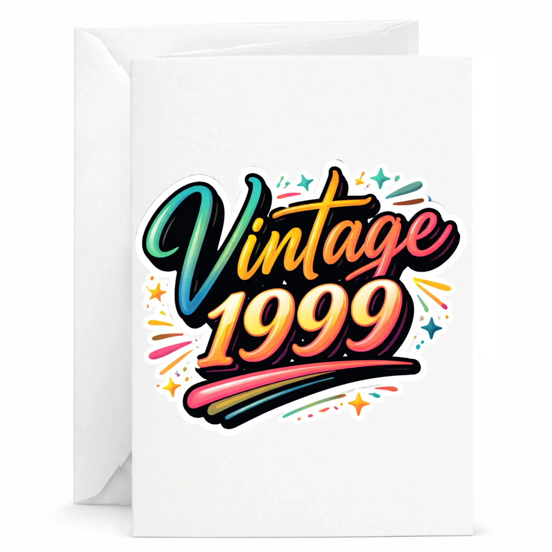 Vintage 1999 Greeting Card Retro Birthday Stationary for Milestone Celebration with Matching Envelope Included
