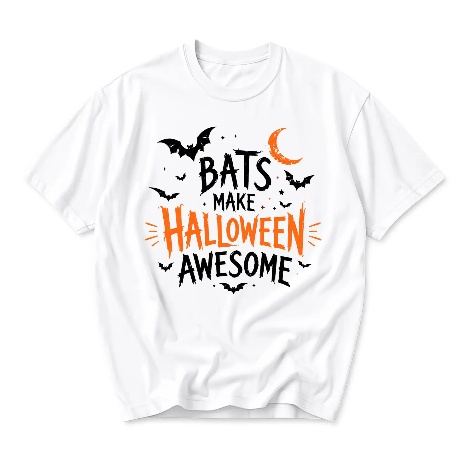 Graphic Tee Bats Make Halloween Awesome Funny Shirt Unisex Cotton Short Sleeve Crew Neck Seasonal Apparel Holiday Top