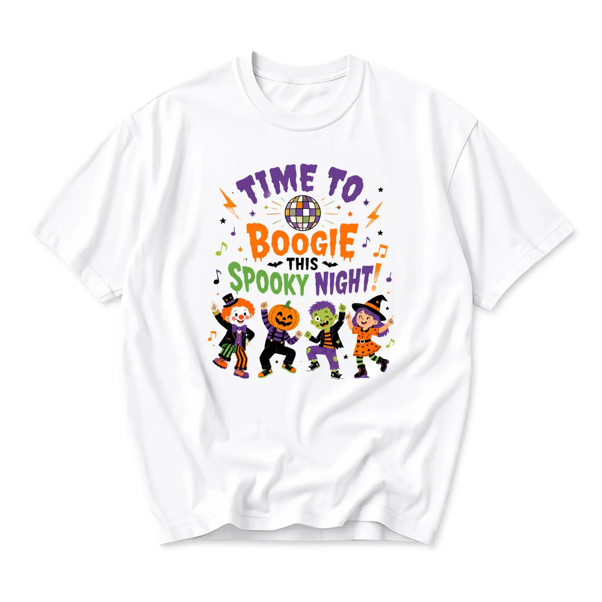 Graphic Tee Unisex Halloween Party Shirt Retro Disco Pumpkin Witch Cartoon Print Funny Seasonal Casual Cotton Apparel