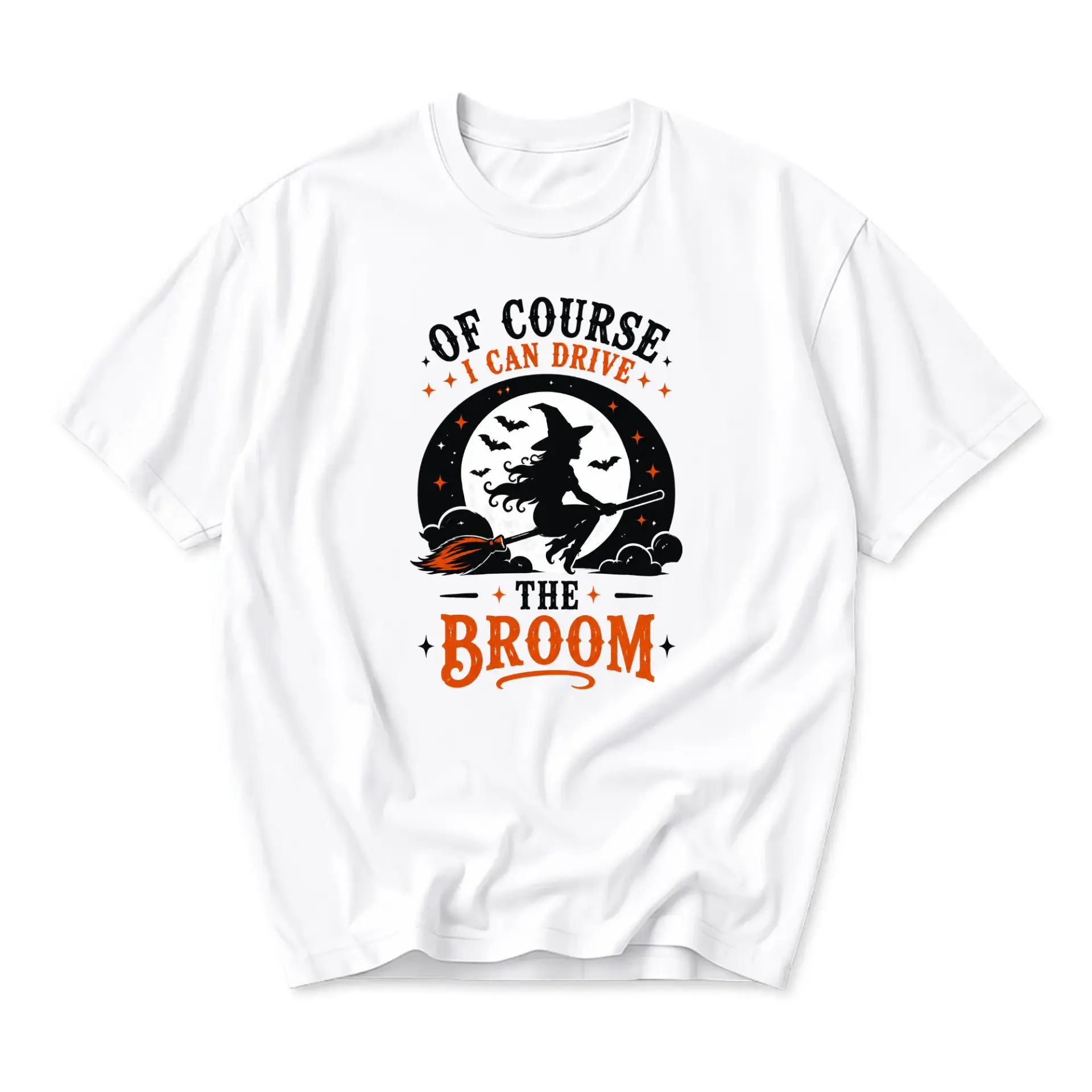 Funny Shirt of Course I Can Drive the Broom Witch Graphic Tee Casual Short Sleeve Seasonal Apparel for Women and Men