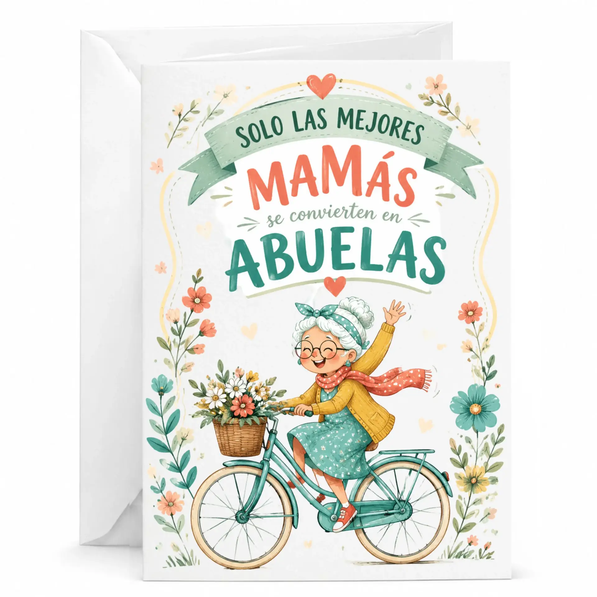 Greeting Card Mejores Mamas Se Convierten En Abuelas Floral Illustration Design for Grandma Mothers Day