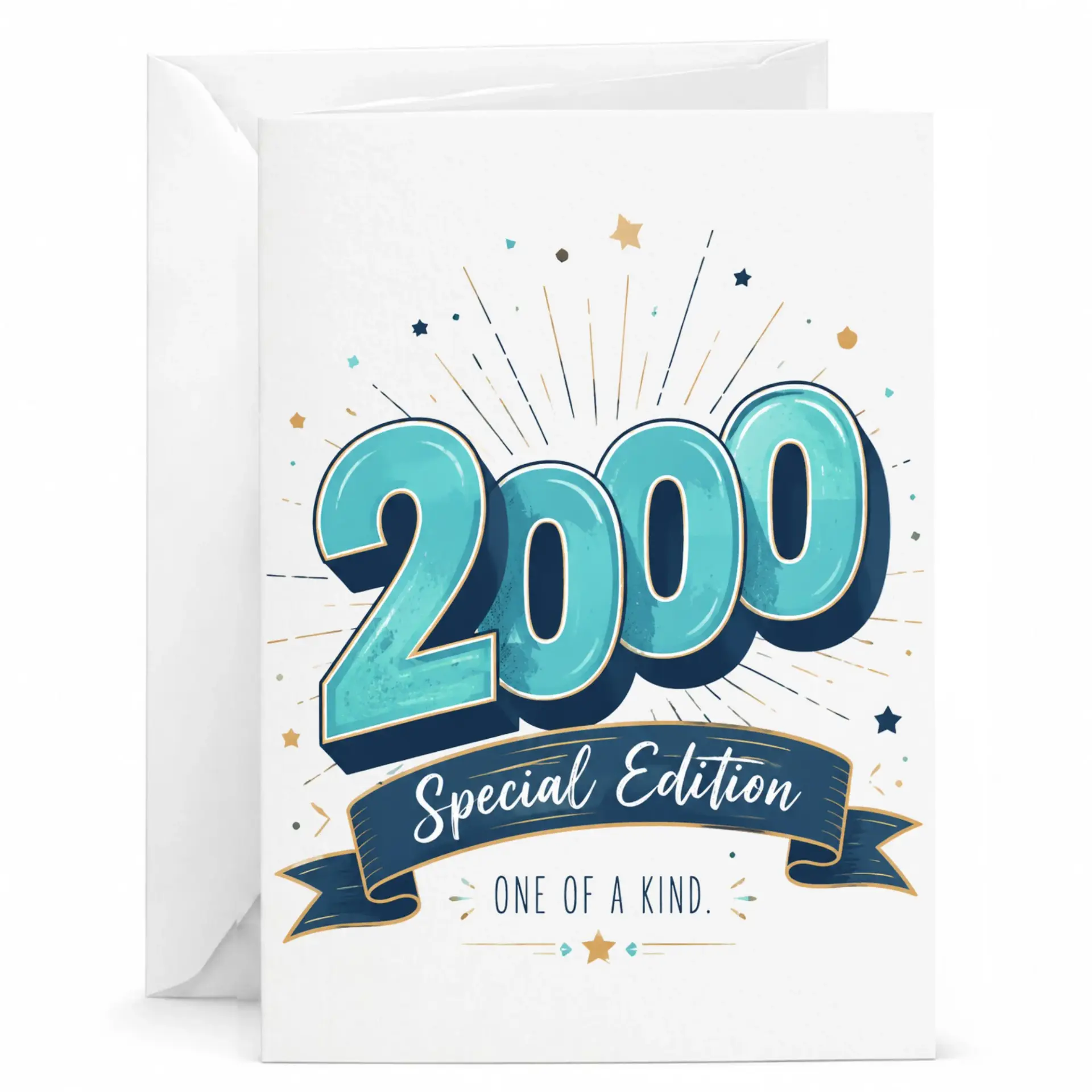 Greeting Card 2000 Special Edition One of a Kind Milestone Celebration Stationery with Matching White Envelope