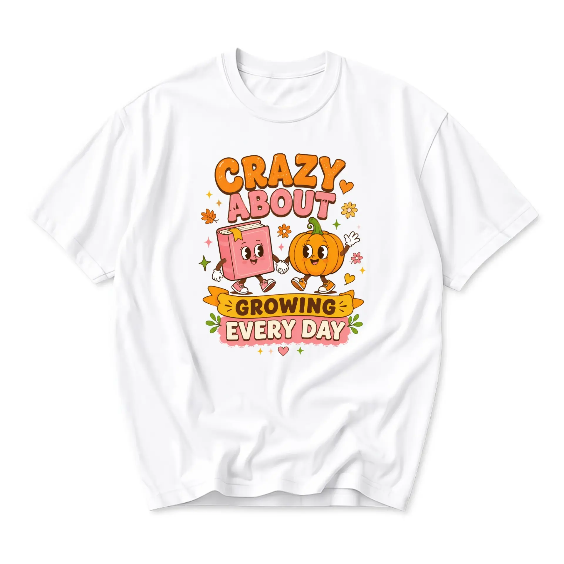 Graphic Tee Crazy About Growing Every Day Retro Style Unisex Short Sleeve Crew Neck Casual Cotton Blend Shirt