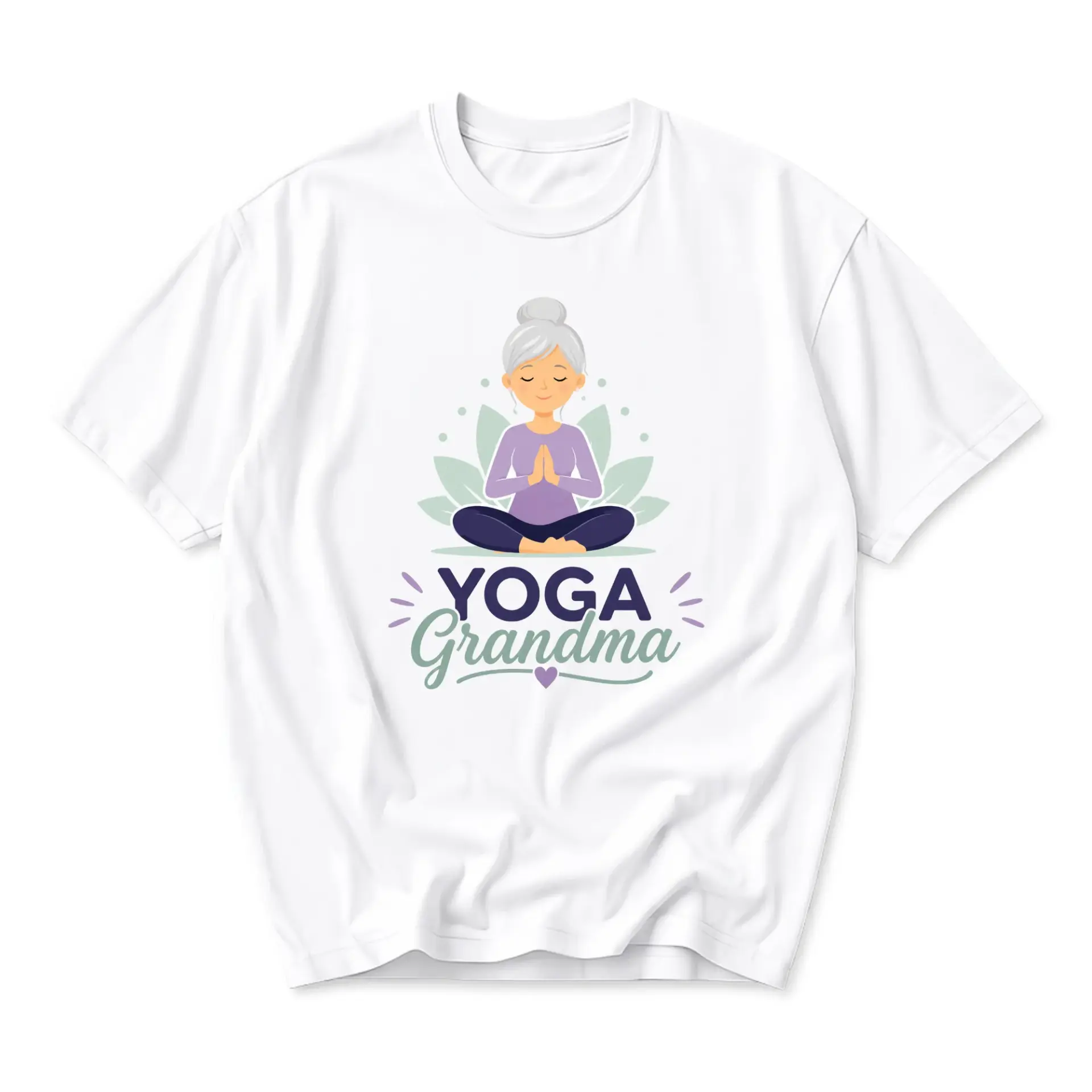 Graphic Tee Yoga Grandma Illustration Print Unisex Crew Neck Shirt for Casual Everyday Wear and Relaxed Comfortable Fit