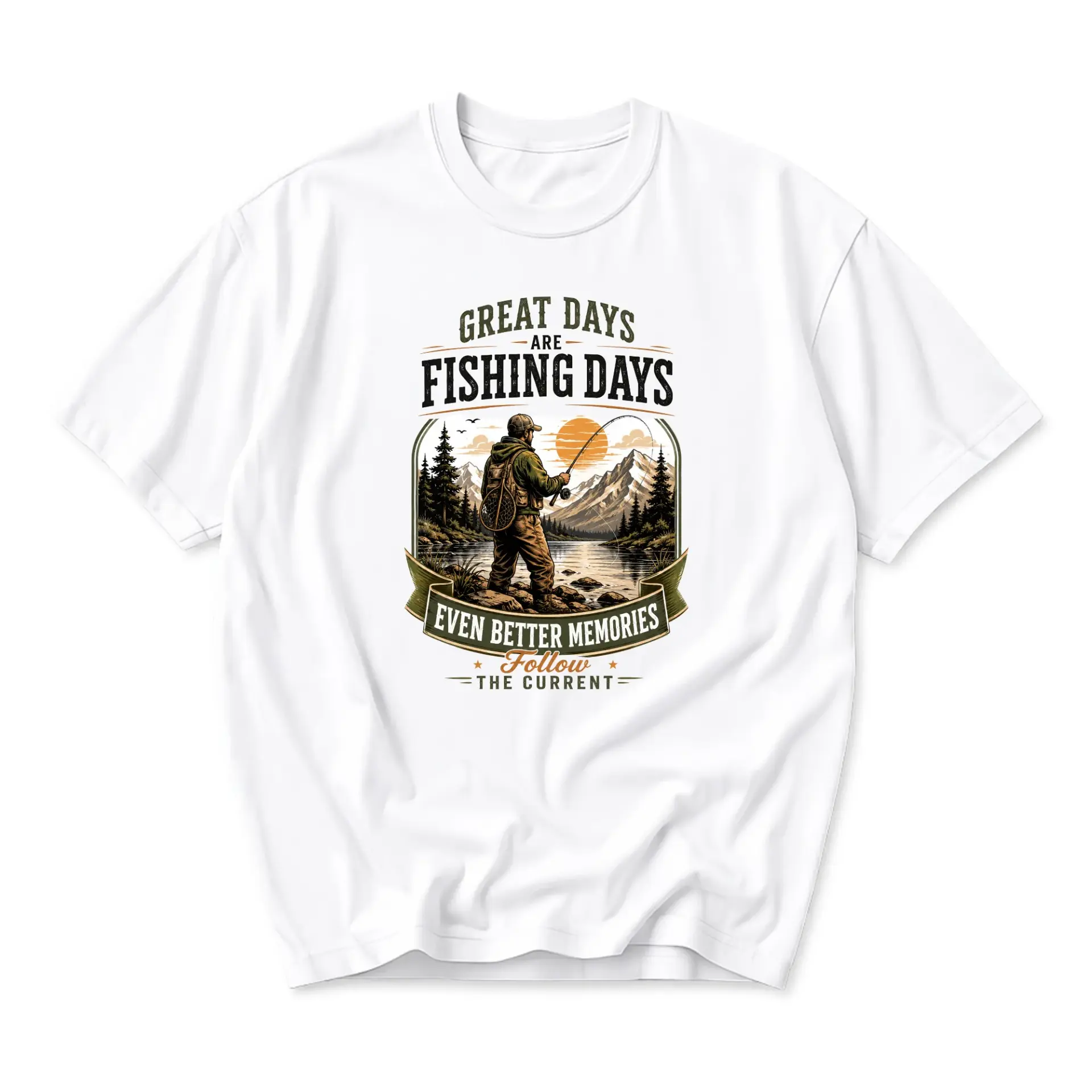 Graphic Tee Great Days Are Fishing Outdoor Adventure Unisex Crew Neck Comfortable Everyday Casual Shirt