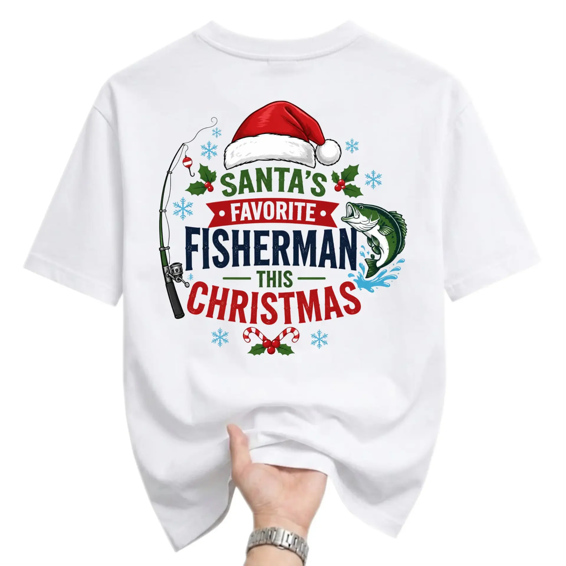Graphic Tee Santa Favorite Fisherman This Christmas Holiday Fishing Unisex Crew Neck Comfortable Short Sleeve Shirt