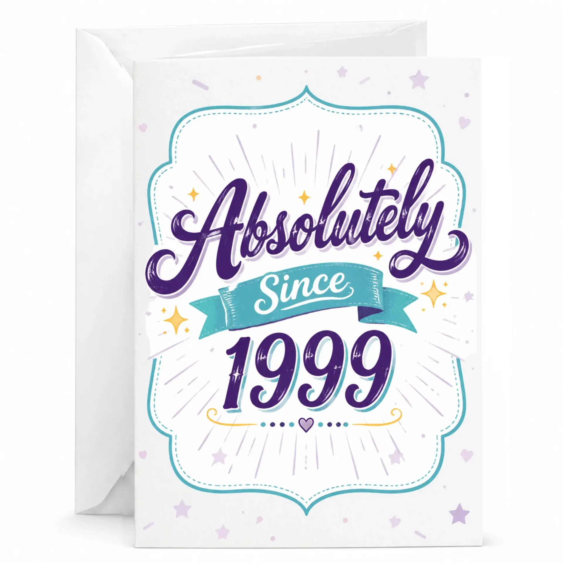 Greeting Card Absolutely Since 1999 Vintage Inspired Birthday Anniversary Celebration Note for Friends and Family Members