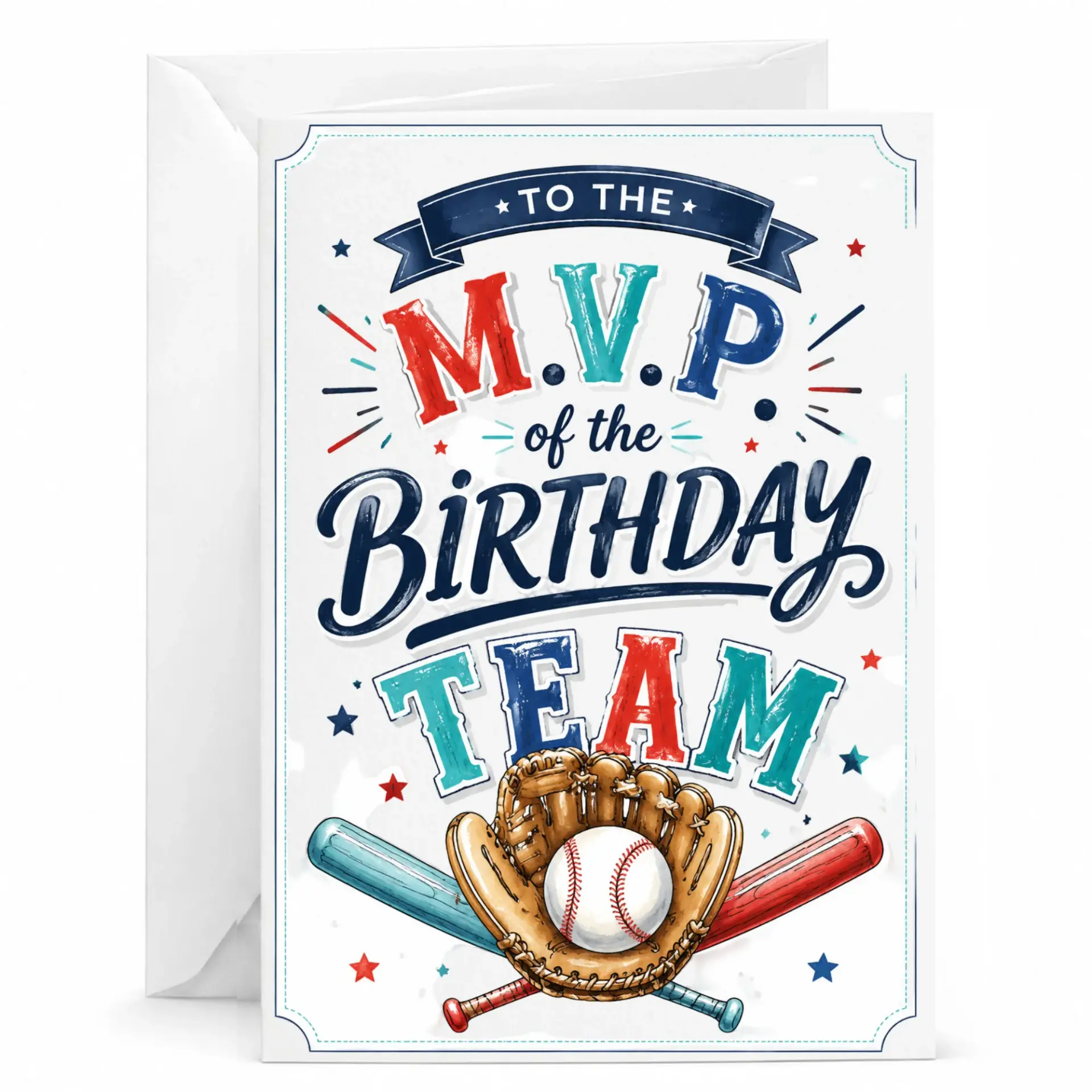 Birthday Card to the M.v.p. of Team Featuring Baseball Sport Theme Illustration for Special Celebrations