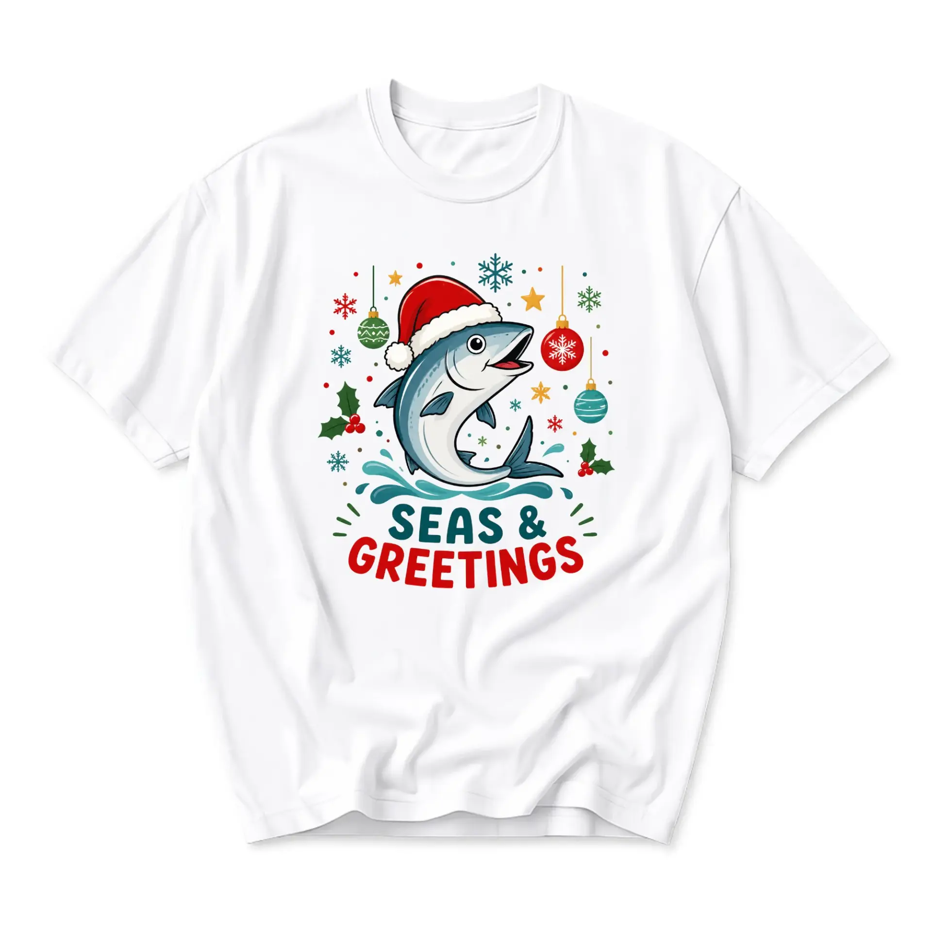 Funny Shirt Seas and Greetings Holiday Graphic Tee for Men Women Soft