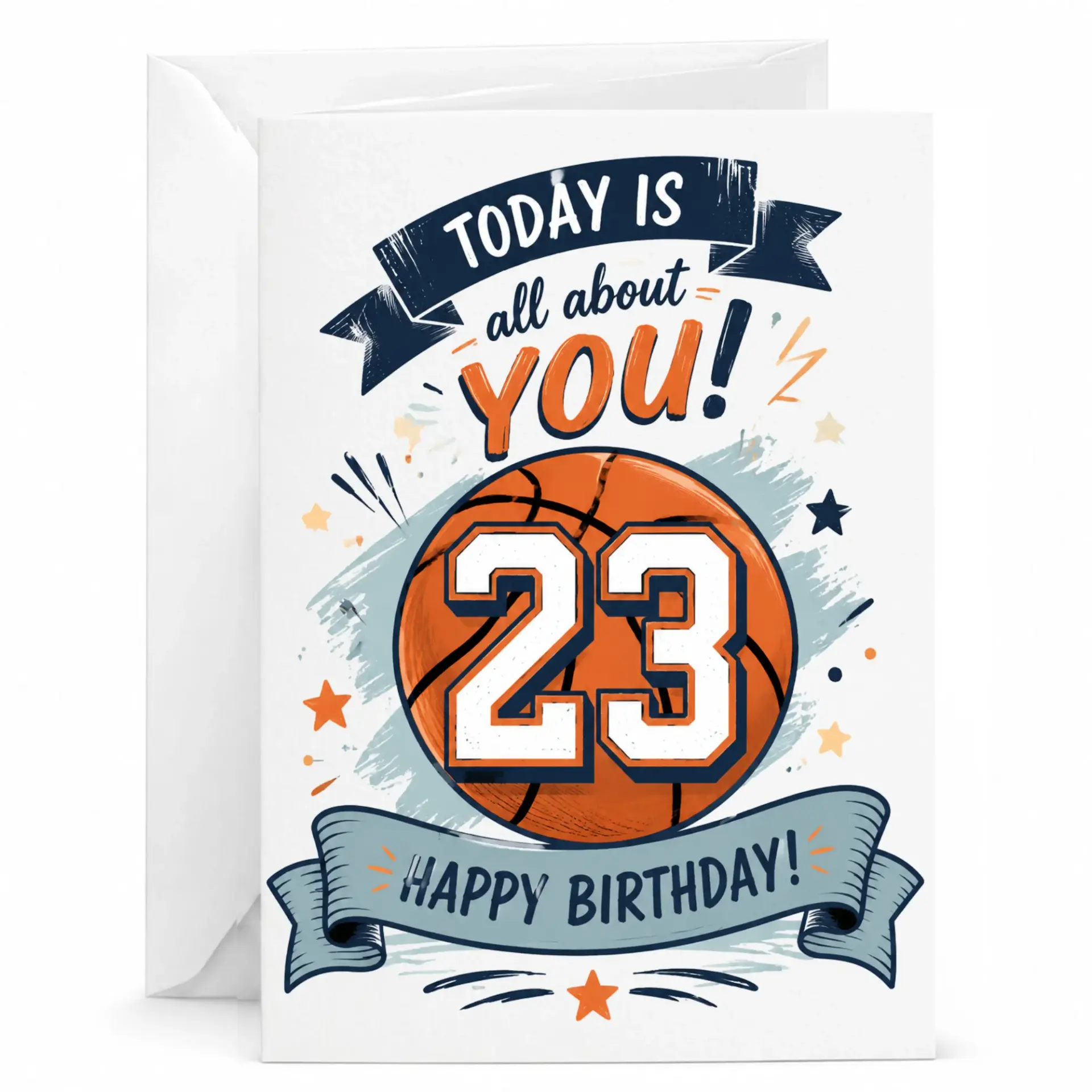 Birthday Card for Basketball Fan Featuring Number 23 Graphic Sports Themed Greeting Card for Enthusiasts 5x7 Inches