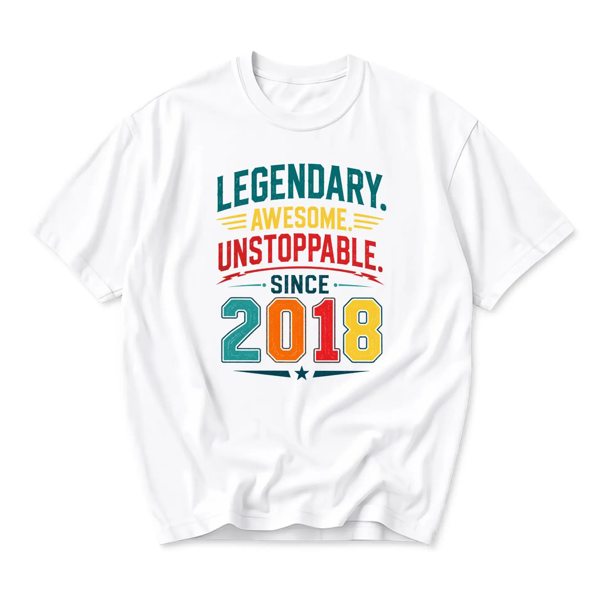 Graphic Tee Legendary Awesome Unstoppable Since 2018 Unisex Crew Neck Short Sleeve Cotton Blend Casual Shirt Top