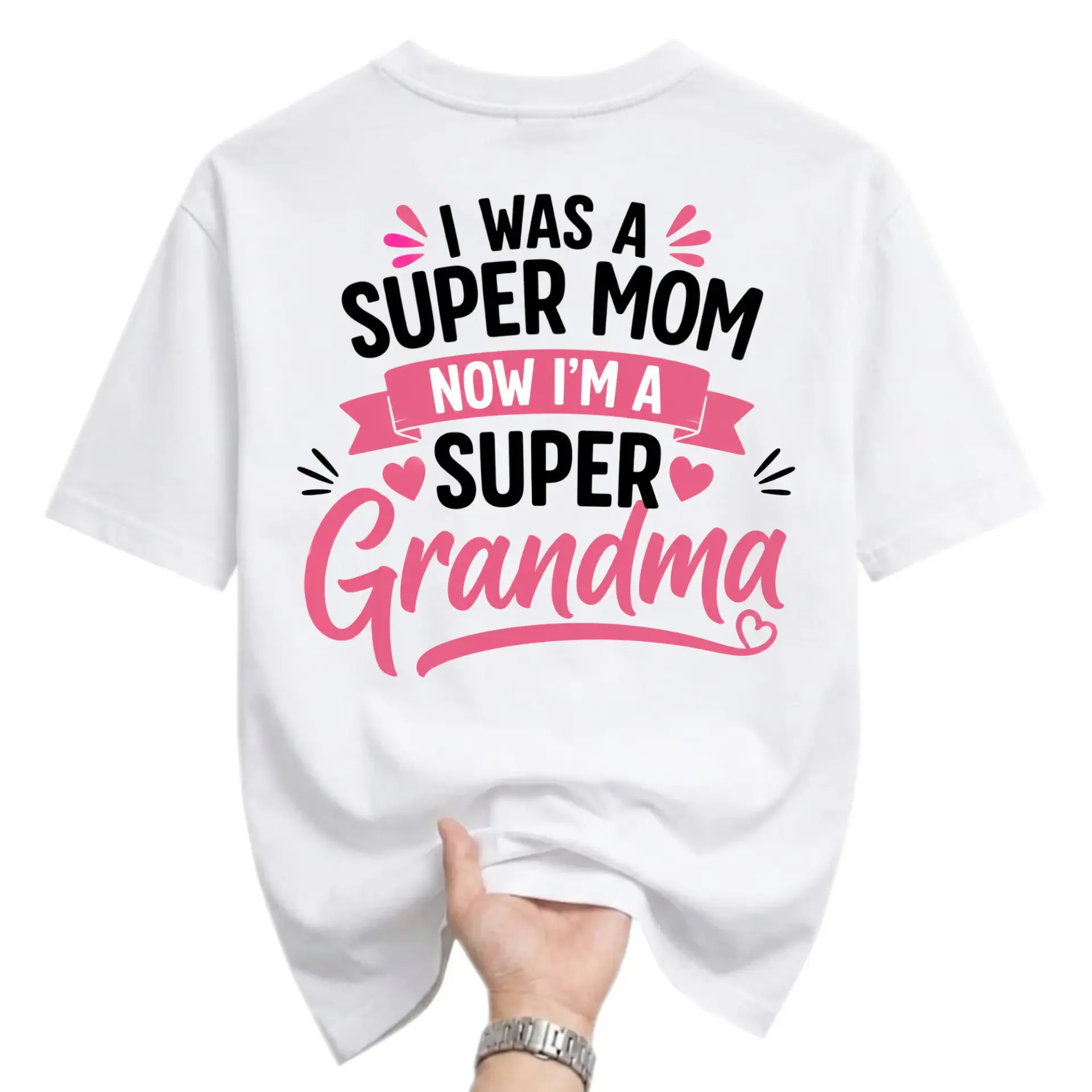 Funny Shirt I Was a Now I Am a Super Grandma Graphic Tee Unisex Crew Neck