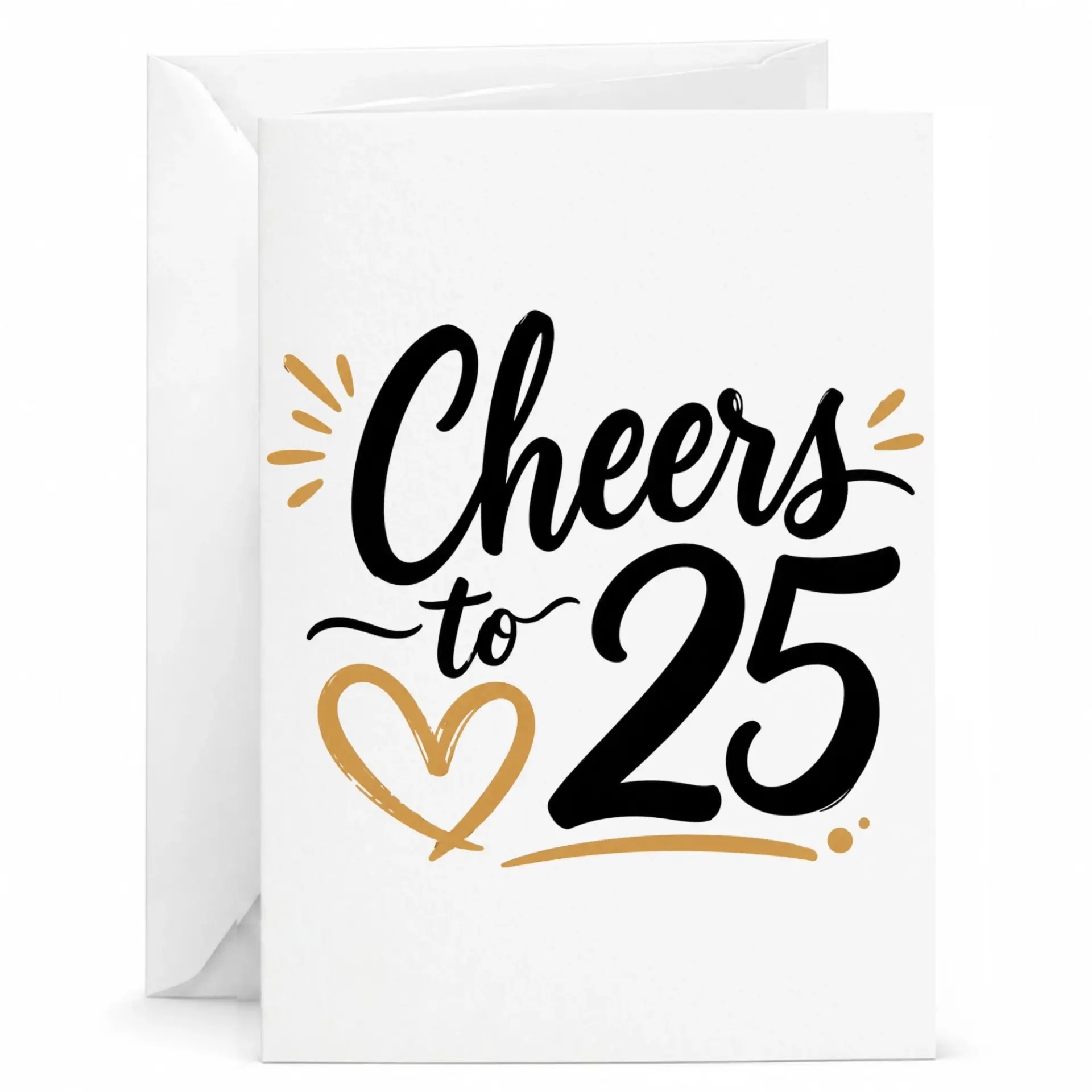 Greeting Card Cheers to 25 Years Birthday Celebration Card for Milestone Anniversary or Special Milestone Event