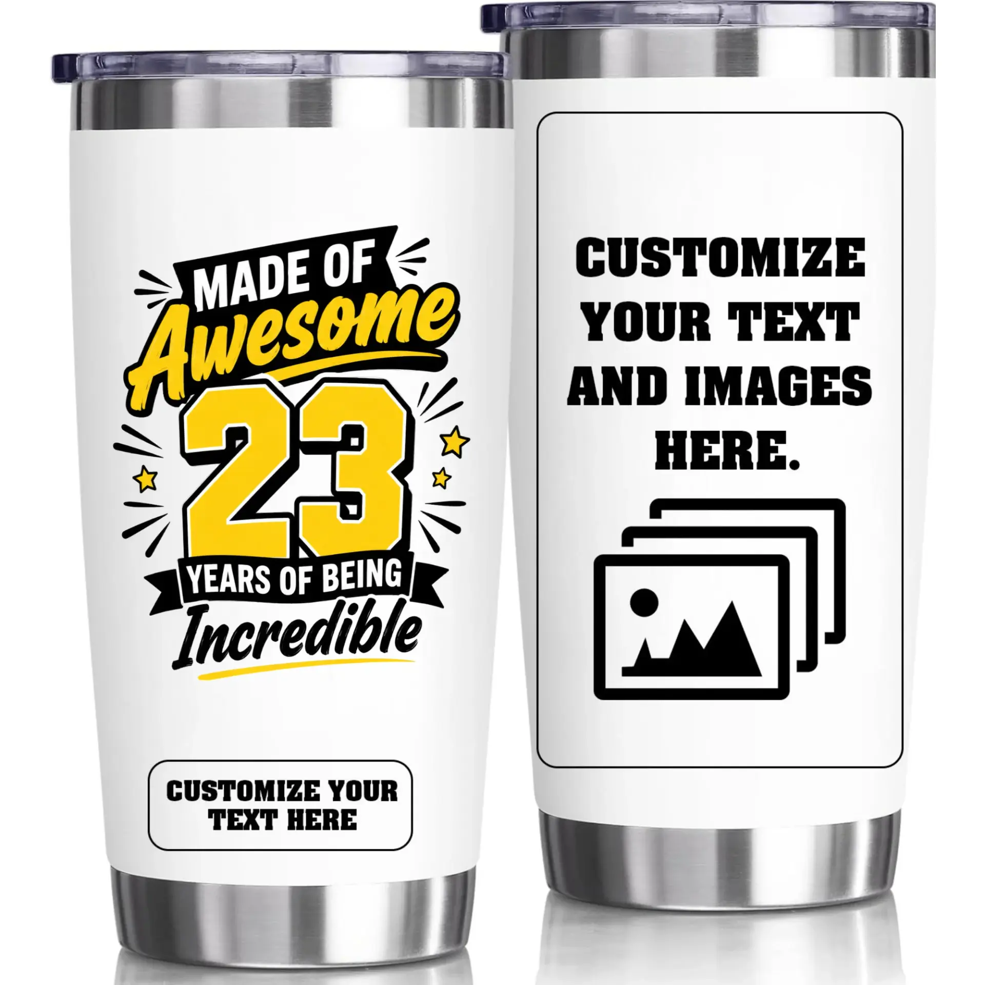 Stainless Steel Tumbler 20oz Custom Birthday Gift Idea Travel Mug for Coffee and Tea Anniversary Celebration Cup