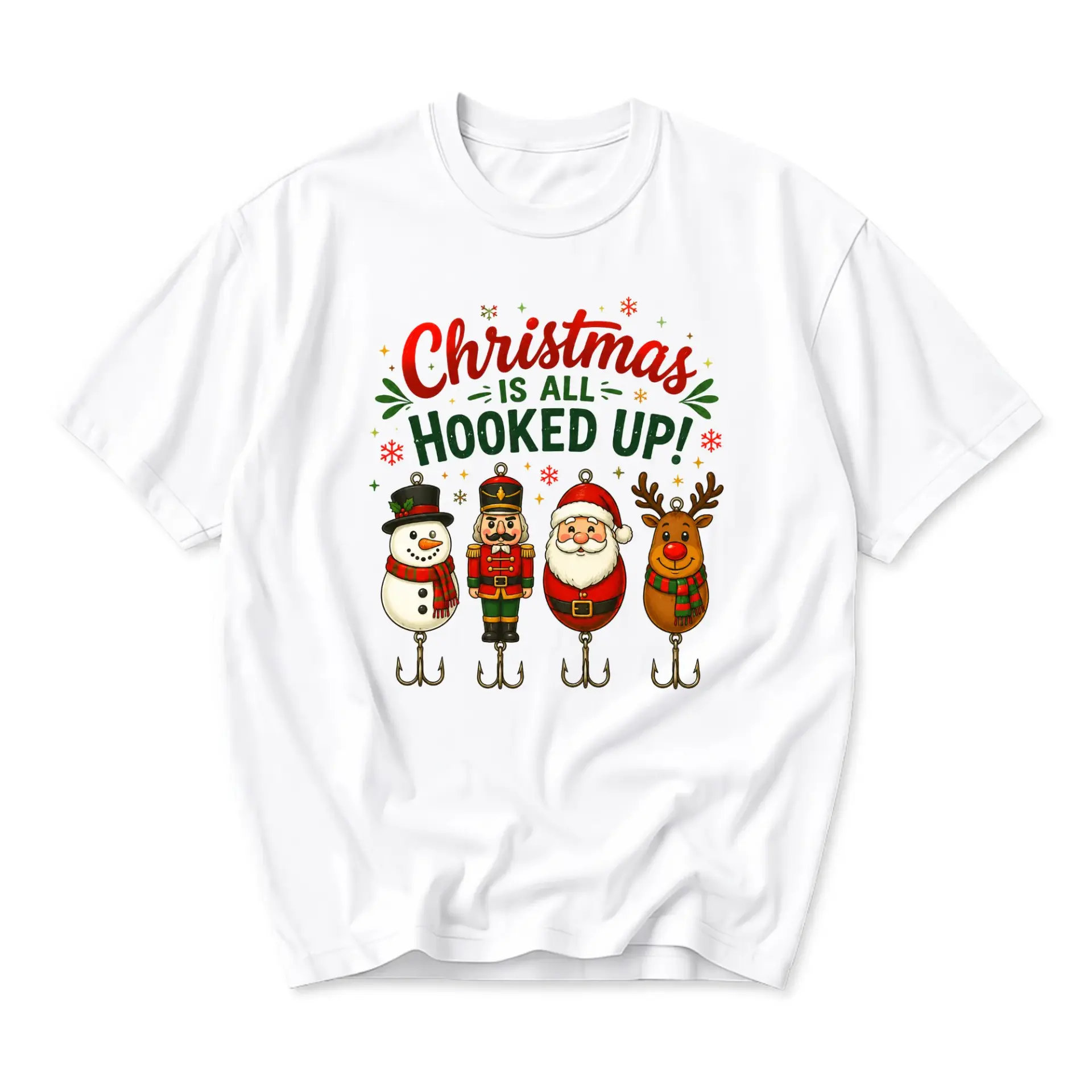 Funny Shirt Christmas Is All up Graphic Tee Holiday Festive Fishing Theme