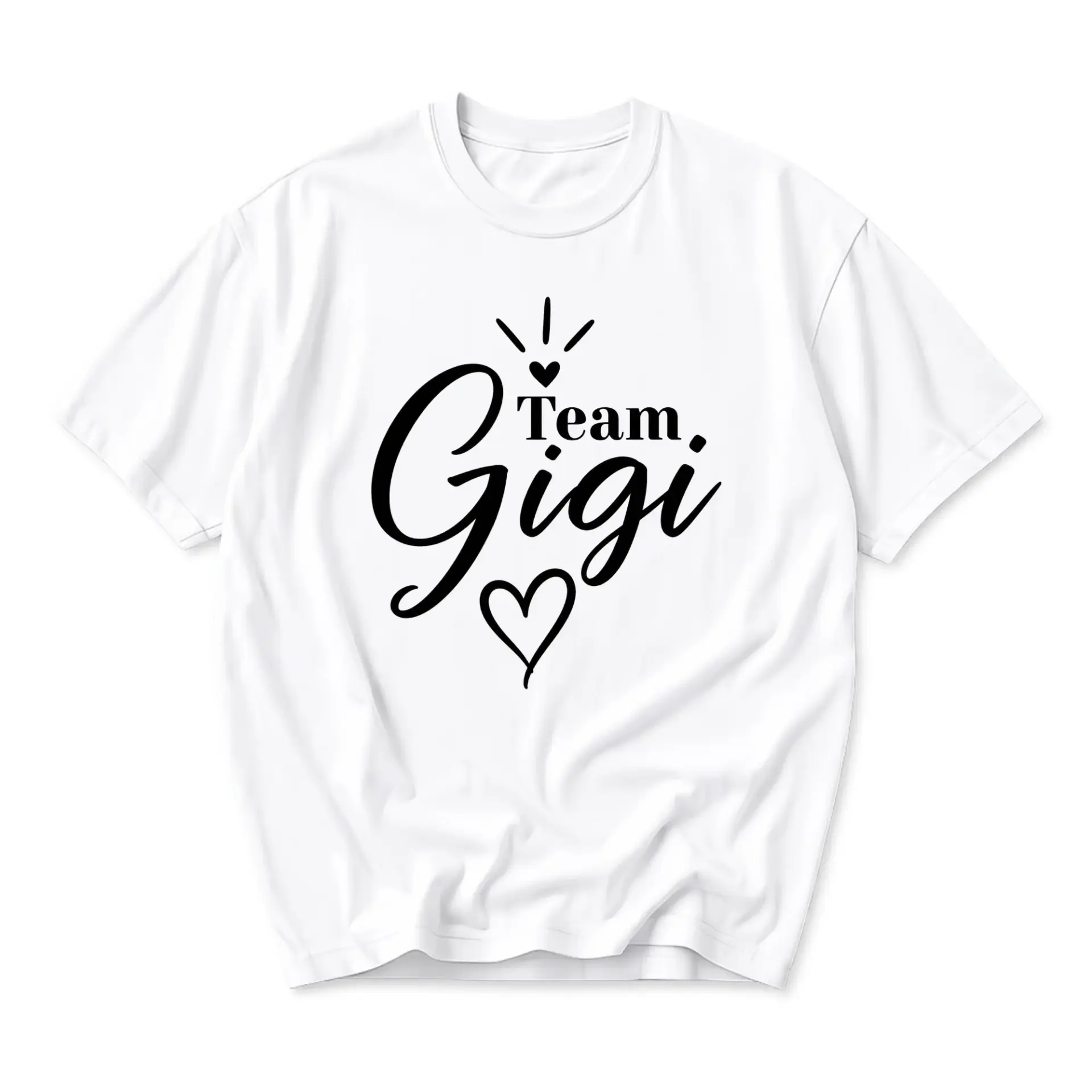 Graphic Tee Team Gigi Script Typography Design White Unisex Crew Neck