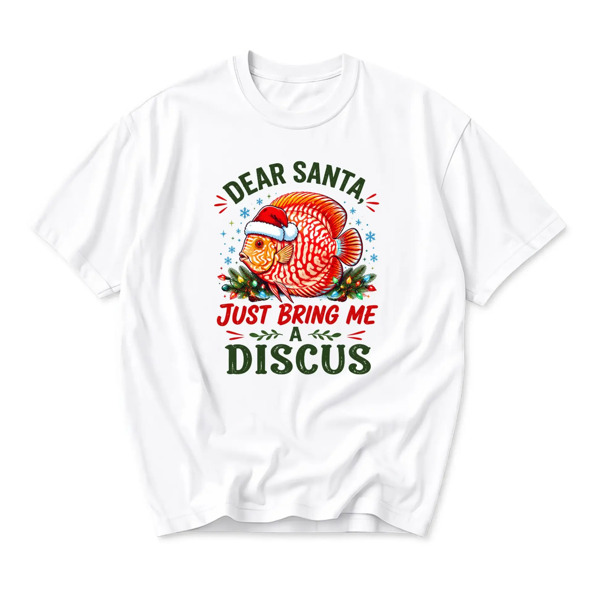 Graphic Tee Dear Santa Just Bring Me a Discus Fish Holiday Christmas Shirt