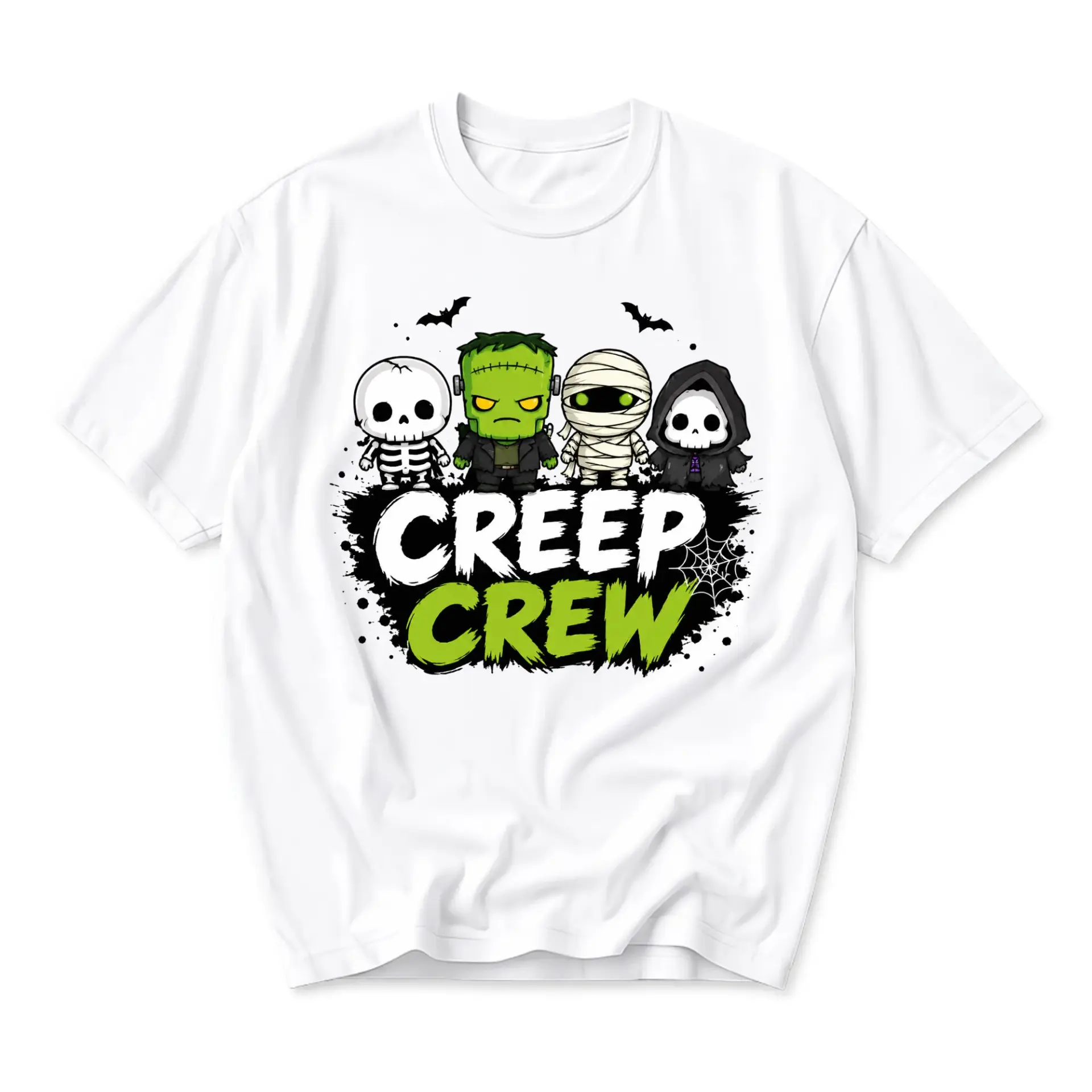 Funny Shirt Creep Crew Cartoon Characters Graphic Tee Unisex Casual Apparel for Halloween Lovers and Everyday Wear