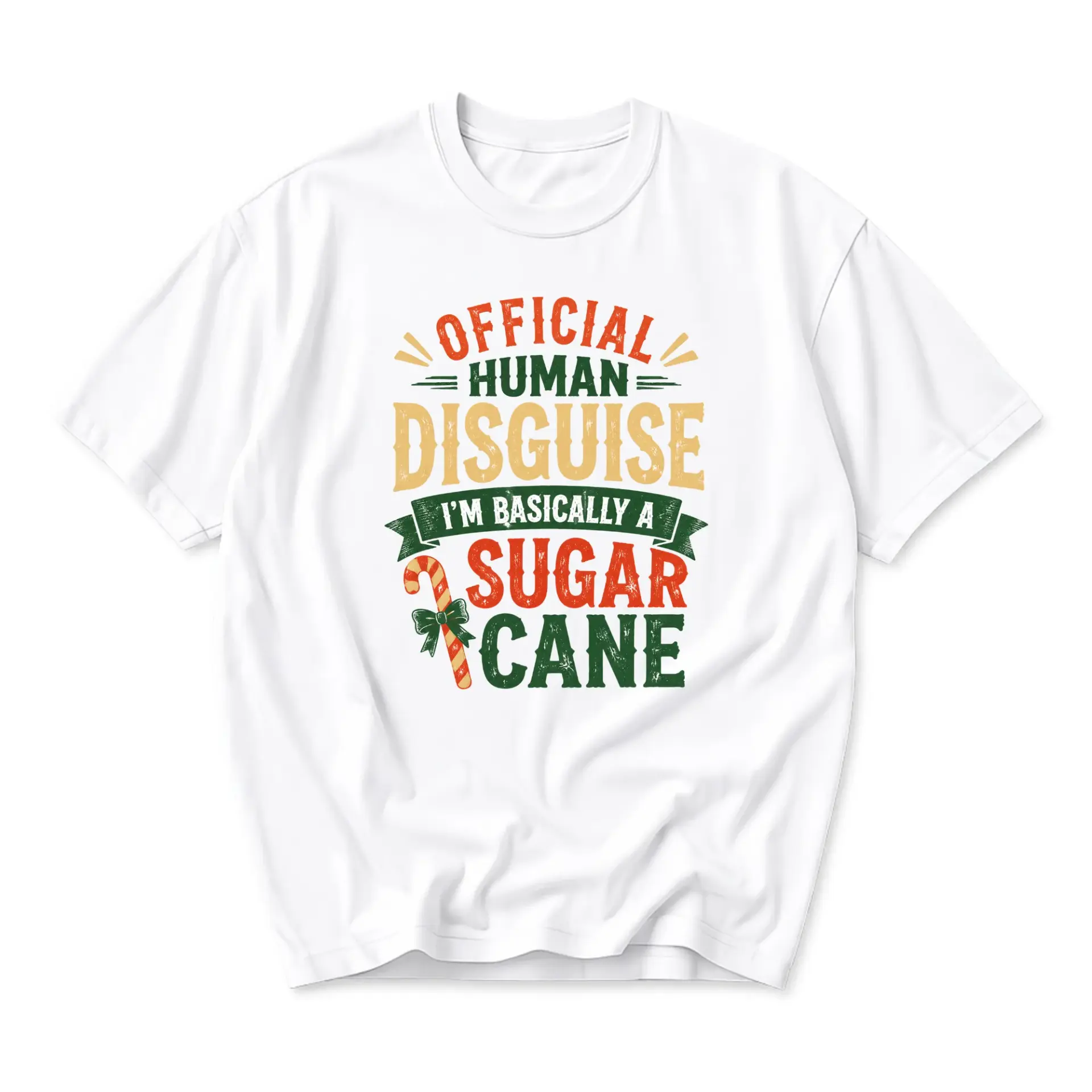 Funny Shirt Official Human Disguise I Am Basically a Sugar Cane Graphic Tee Unisex Casual Holiday Short Sleeve Top
