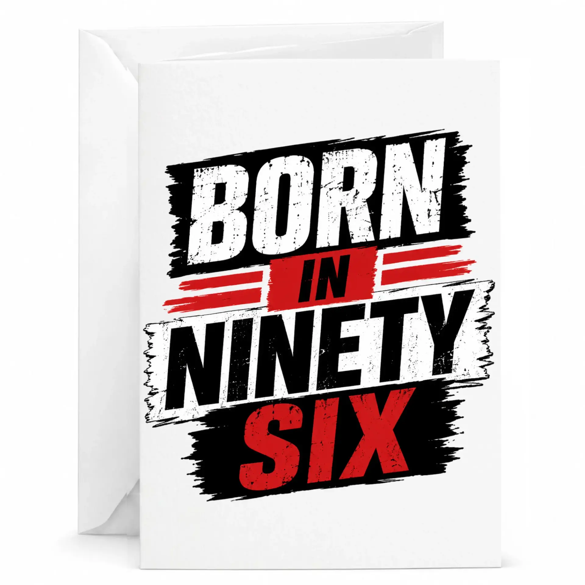 Birthday Card Born in Ninety Six Graphic Greeting Card for Milestone Year Anniversary and Celebration Party Supplies