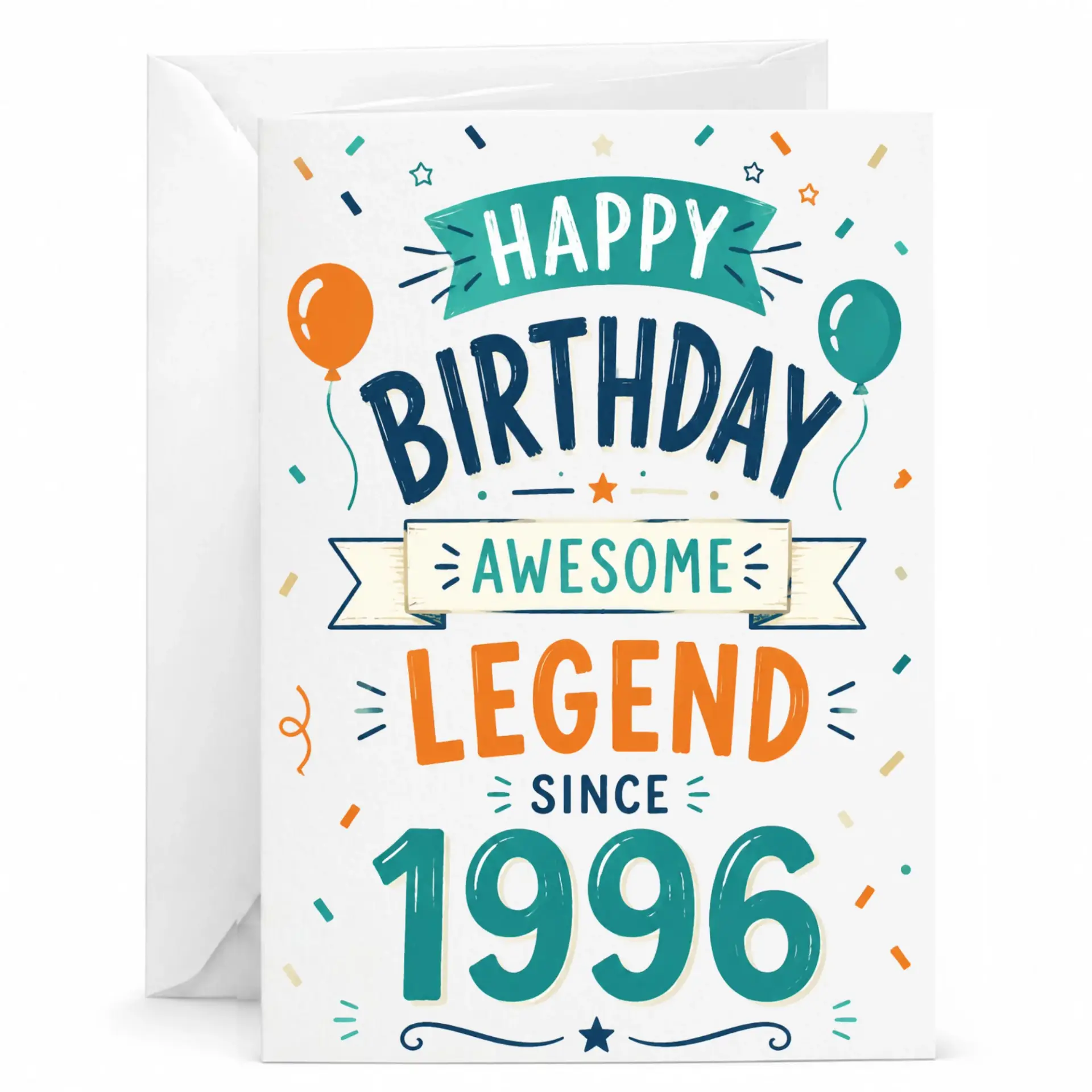 Birthday Card Awesome Legend Since 1996 Graphic Stationery for Milestone Celebration with Matching Envelope 5x7 Inches