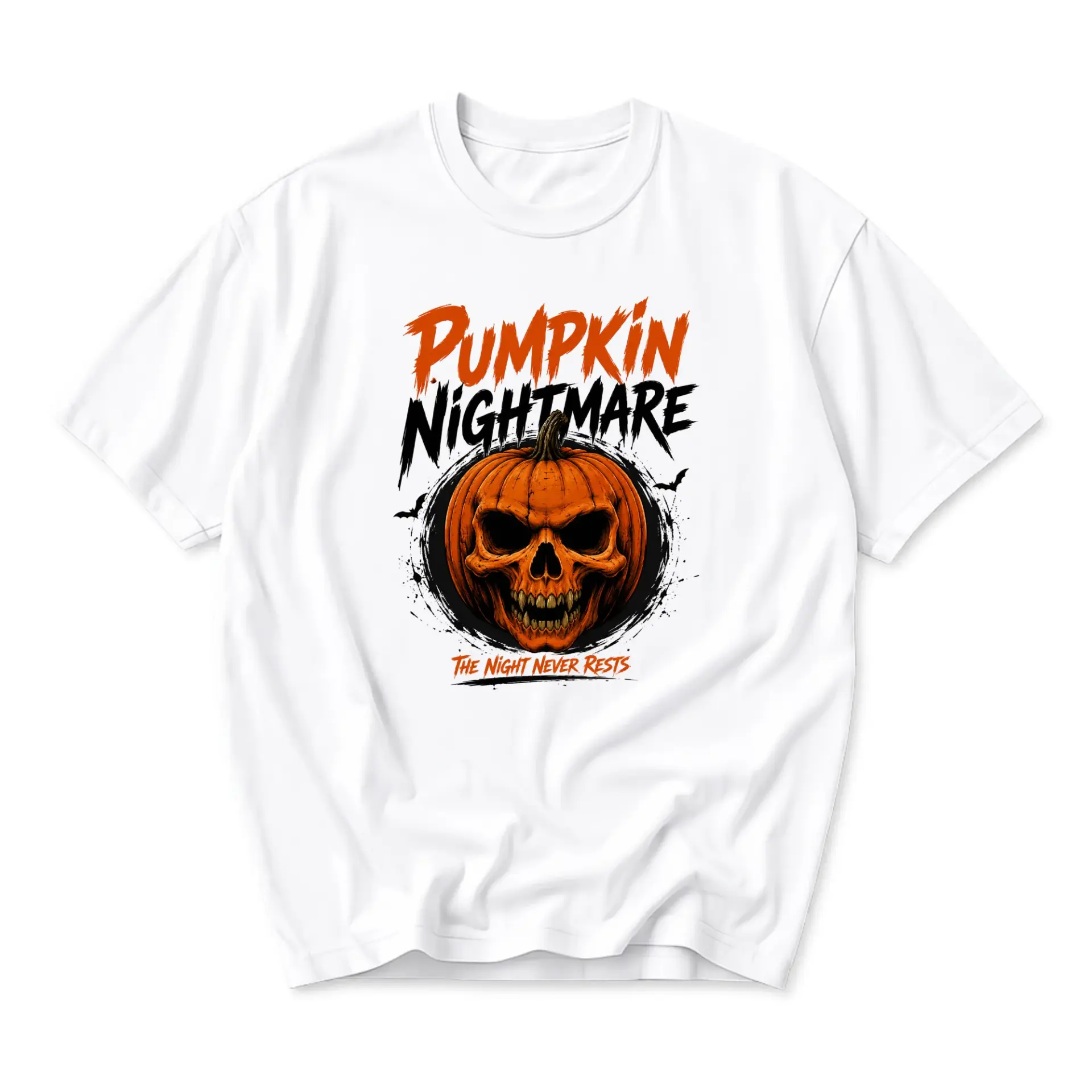 Graphic Tee Pumpkin Nightmare Skull Shirt Unisex Casual Crew Neck Apparel for Everyday Wear and Seasonal Celebrations