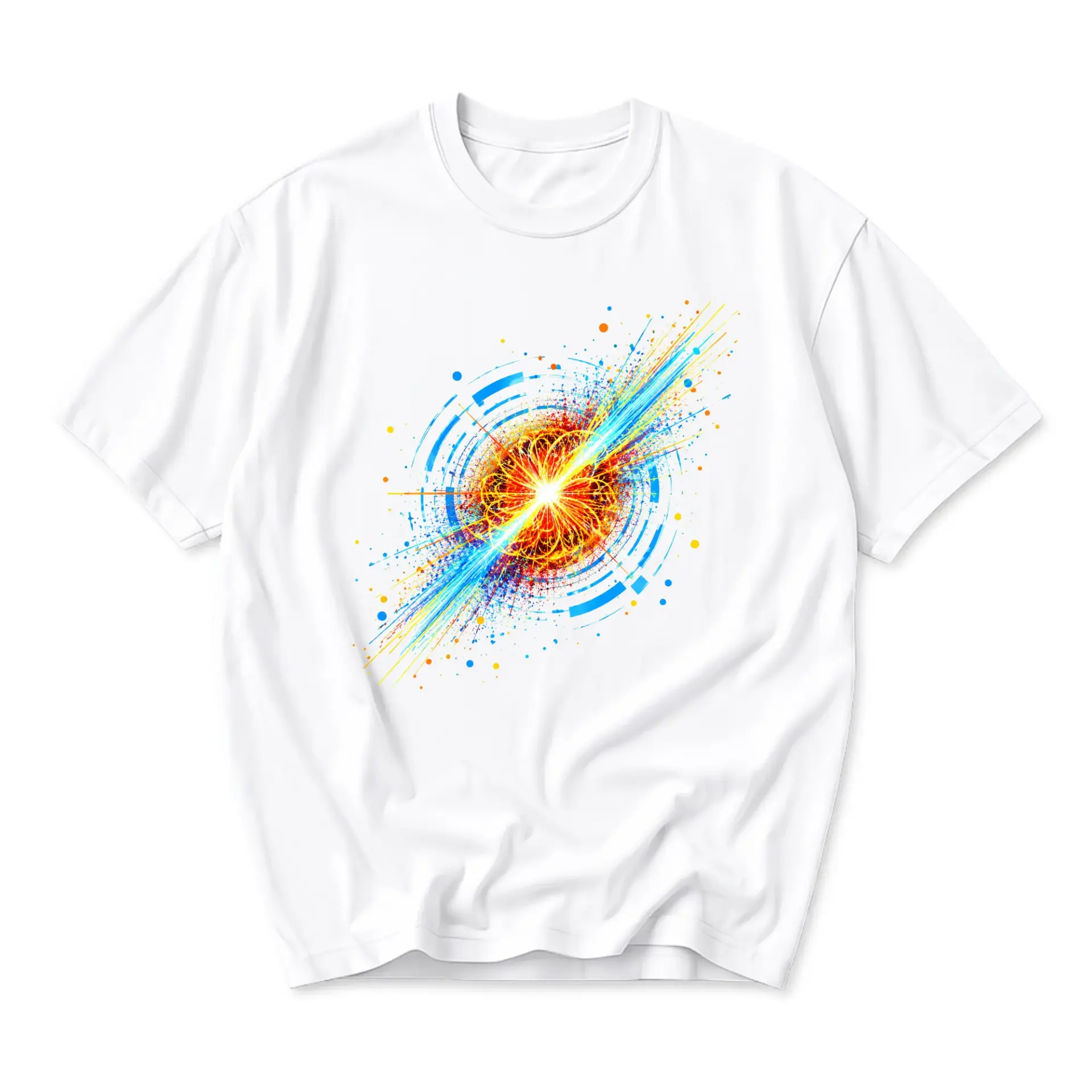 Graphic Tee Science Particle Physics Abstract Art Unisex Crew Neck Casual Cotton Blend Short Sleeve Shirt White
