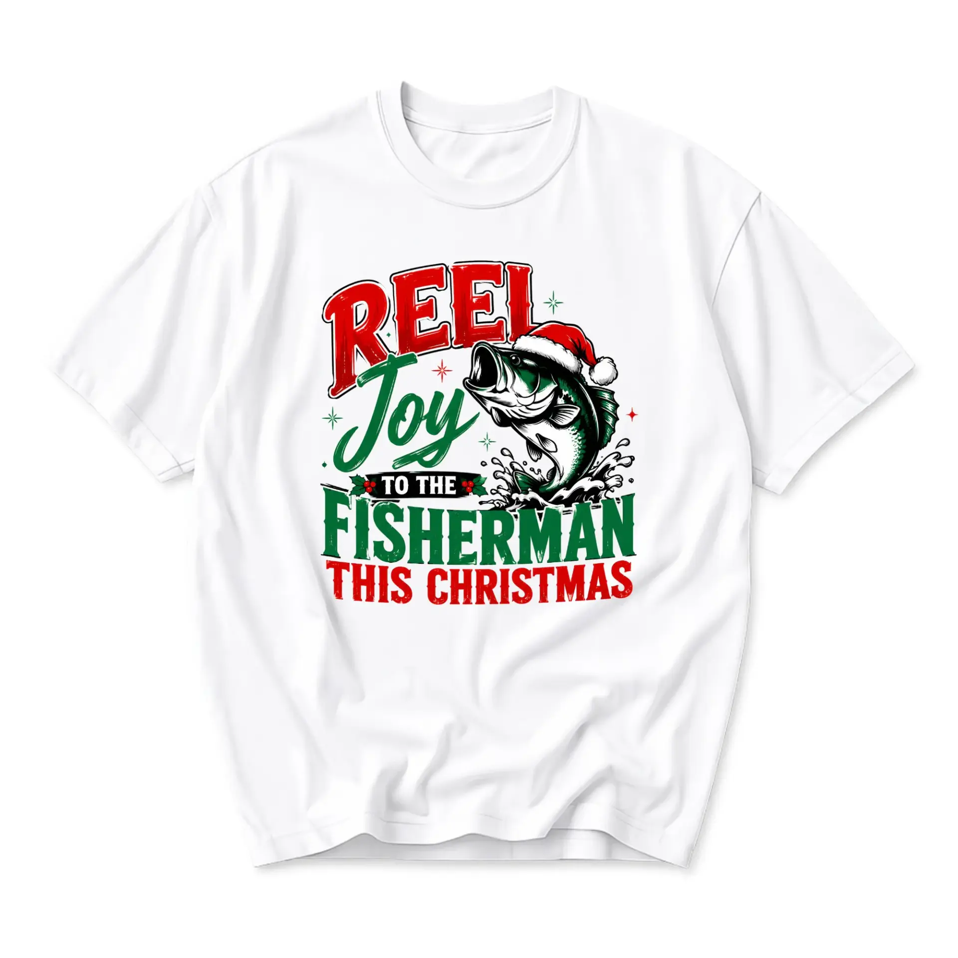 Graphic Tee Reel Joy to the Fisherman This Christmas Holiday Fishing Unisex