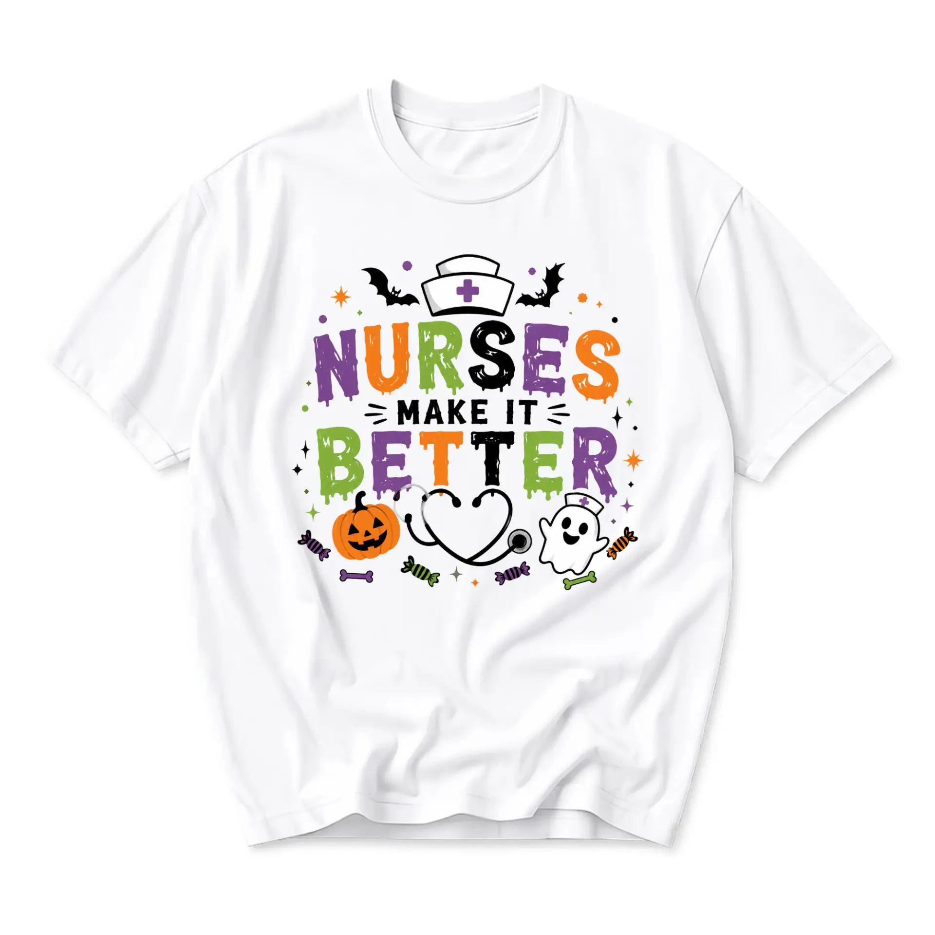 Graphic Tee Nurses Make It Better Halloween Costume Print Unisex Casual Crew Neck T-Shirt for Medical Professionals