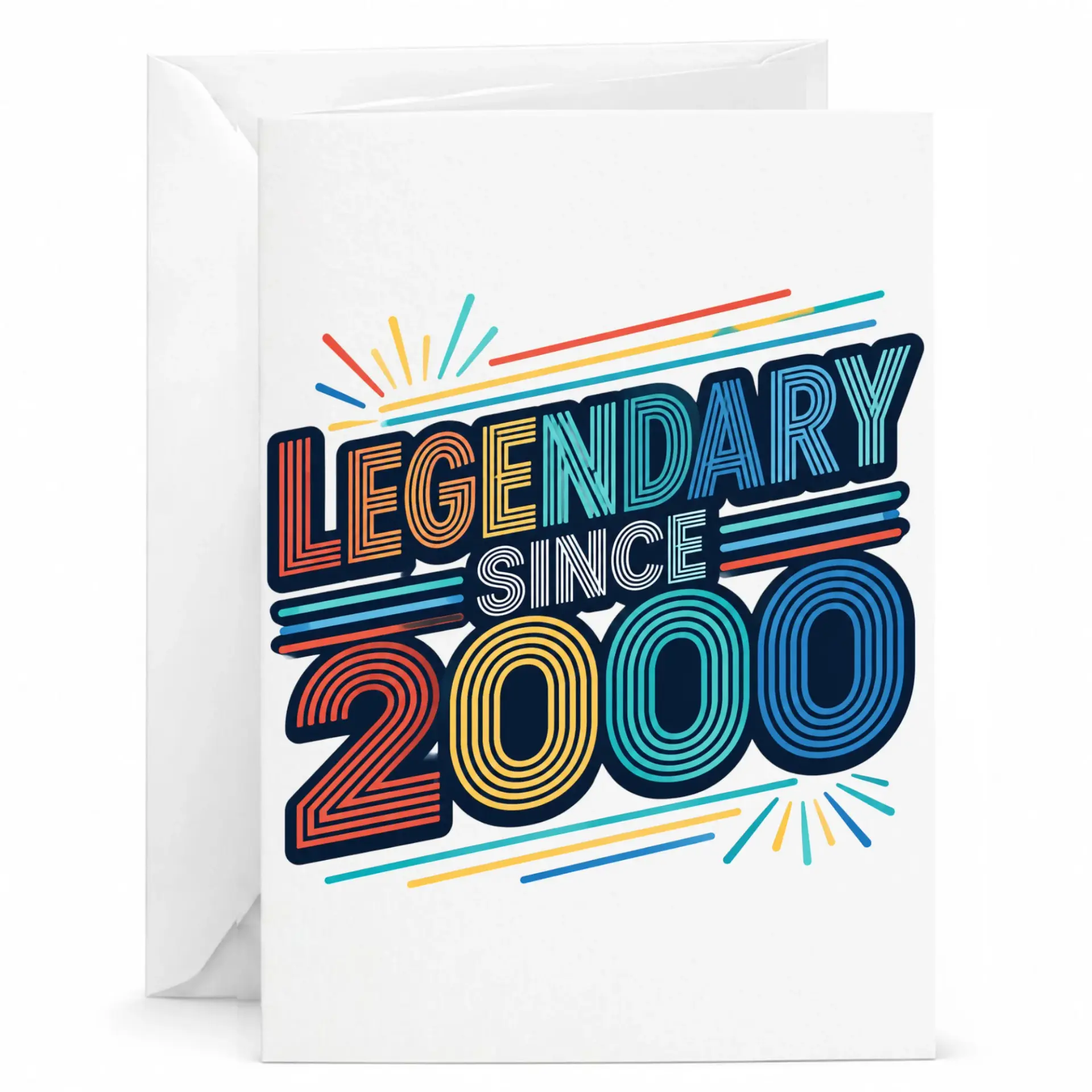 Birthday Card Legendary Since 2000 Retro Typography Greeting Card for Milestone Celebration and Anniversary